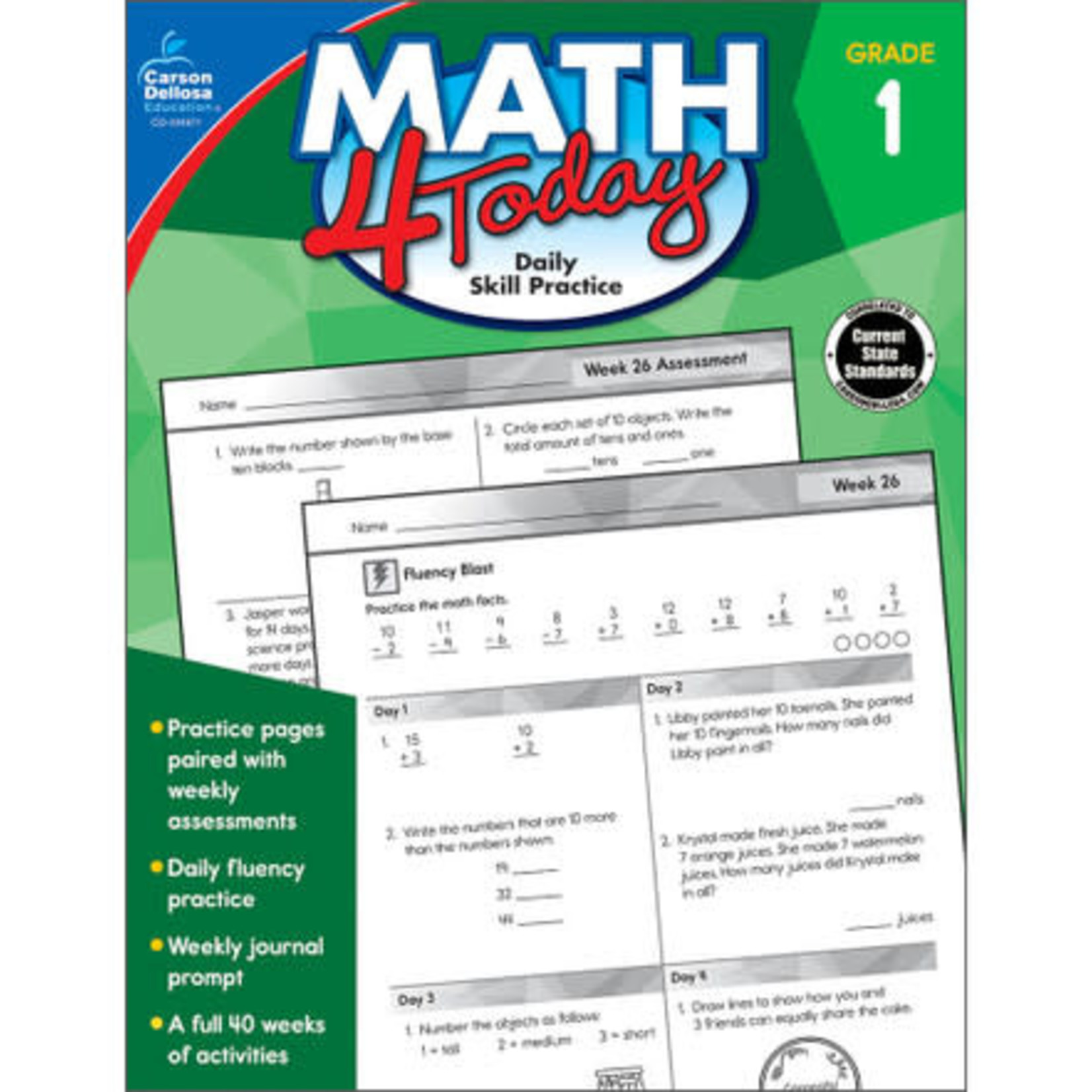 CARSON DELLOSA PUBLISHING CO Math 4 Today Workbook Grade 1