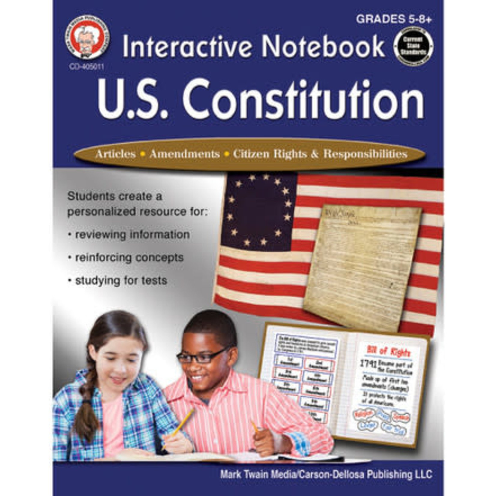CARSON DELLOSA PUBLISHING CO US Interactive Notebook: U.S. Constitution Resource Book Grade 5-12 Paperback