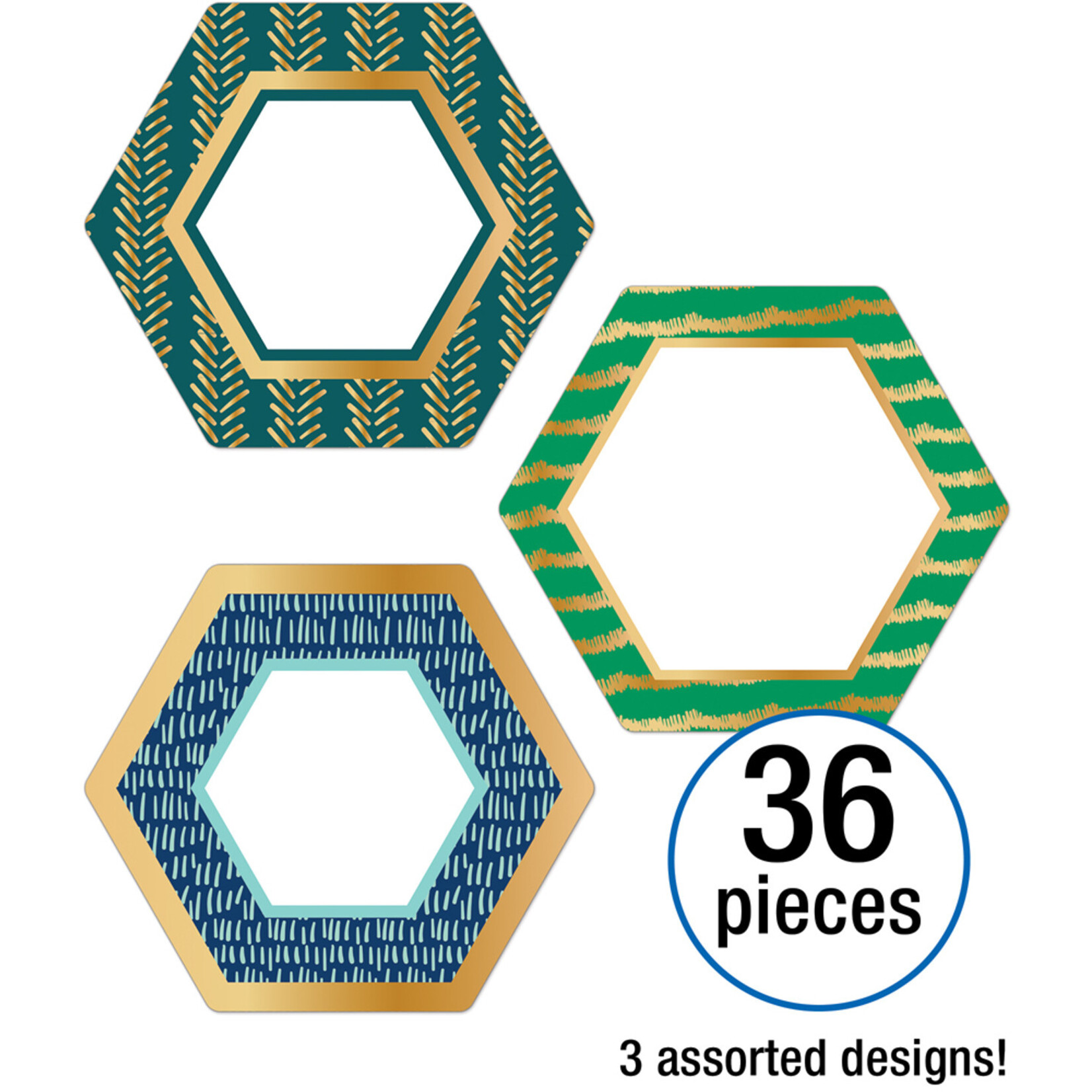 CARSON DELLOSA PUBLISHING CO Hexagons with Gold Foil Cut-Outs