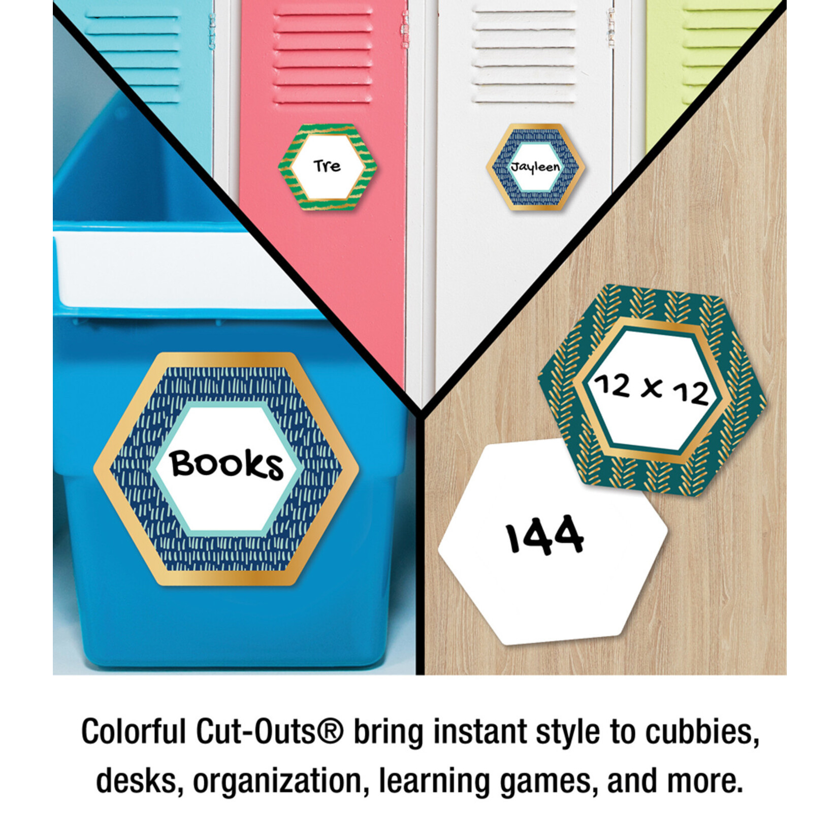 CARSON DELLOSA PUBLISHING CO CLM Hexagons with Gold Foil Cut-Outs