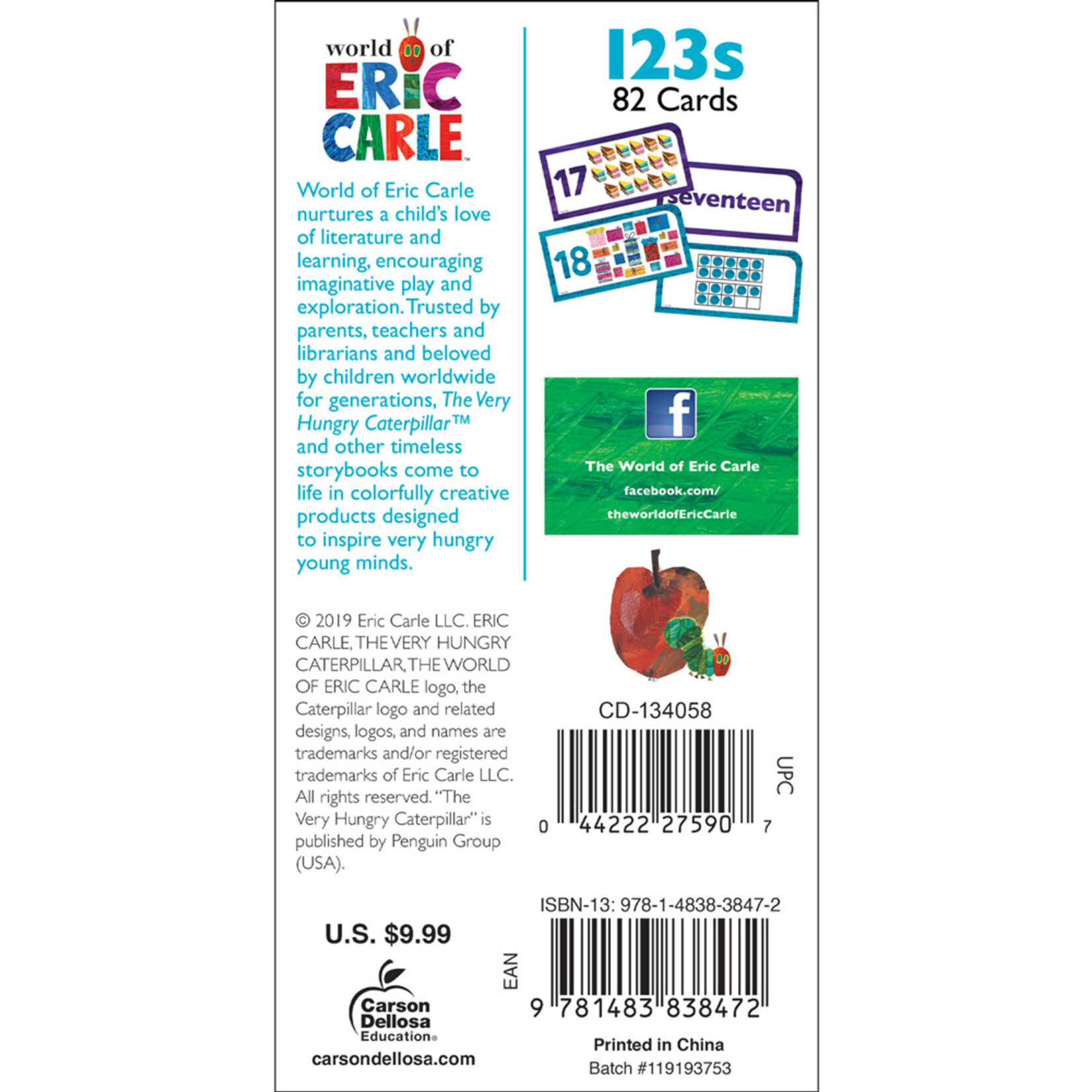 CARSON DELLOSA PUBLISHING CO World of Eric Carle™ 123s Flash Cards Grade PK-1