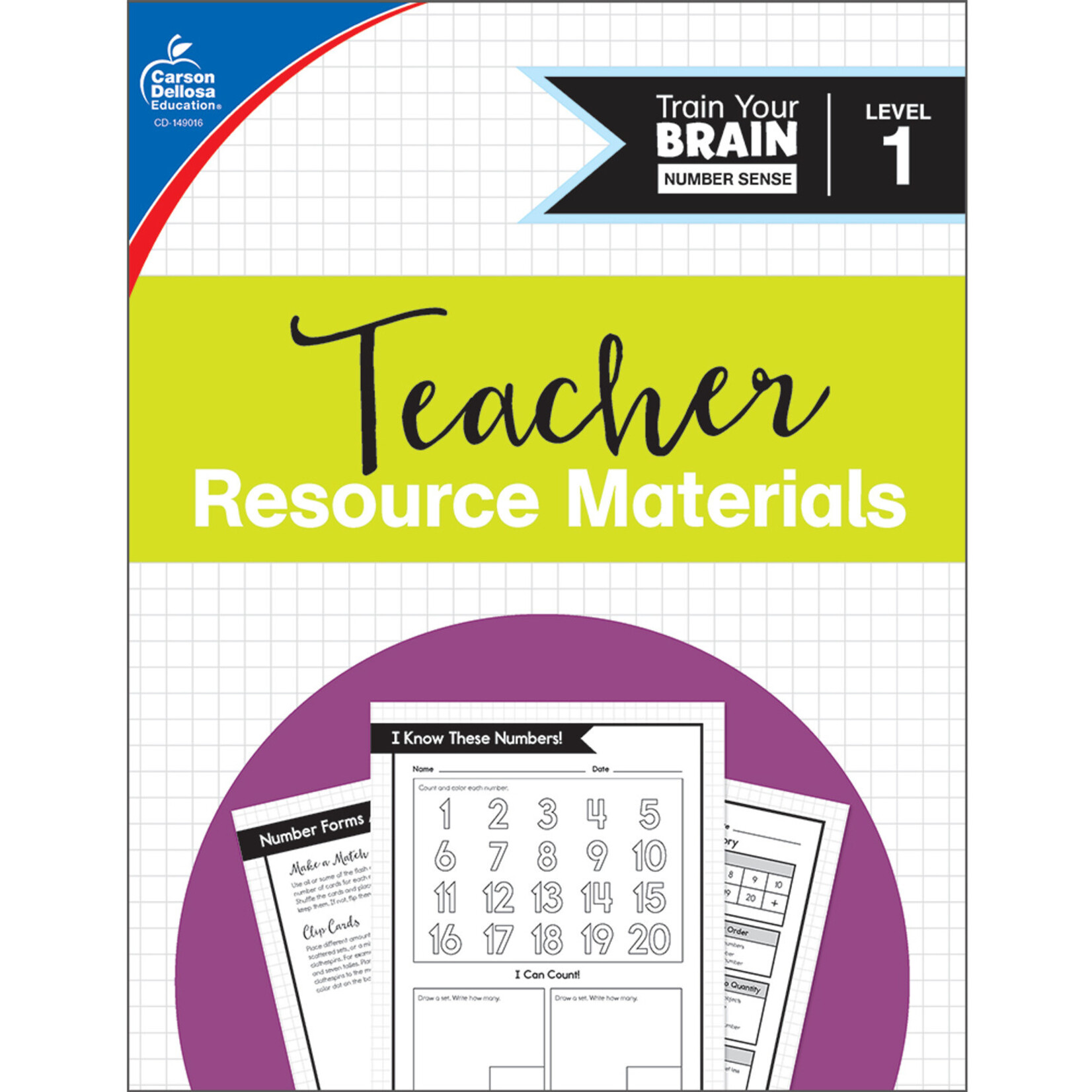 CARSON DELLOSA PUBLISHING CO Train Your Brain: Number Sense Level 1 Classroom Kit Grade PK-1