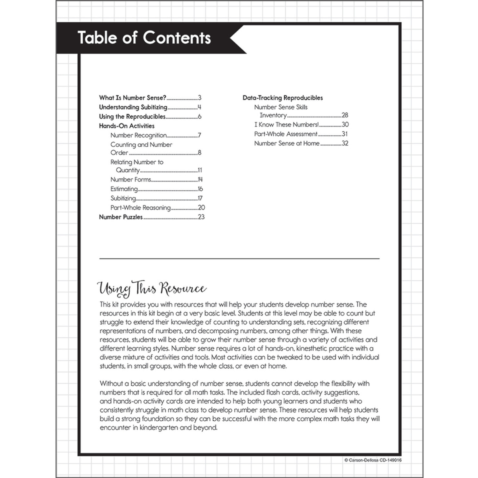 CARSON DELLOSA PUBLISHING CO Train Your Brain: Number Sense Level 1 Classroom Kit Grade PK-1