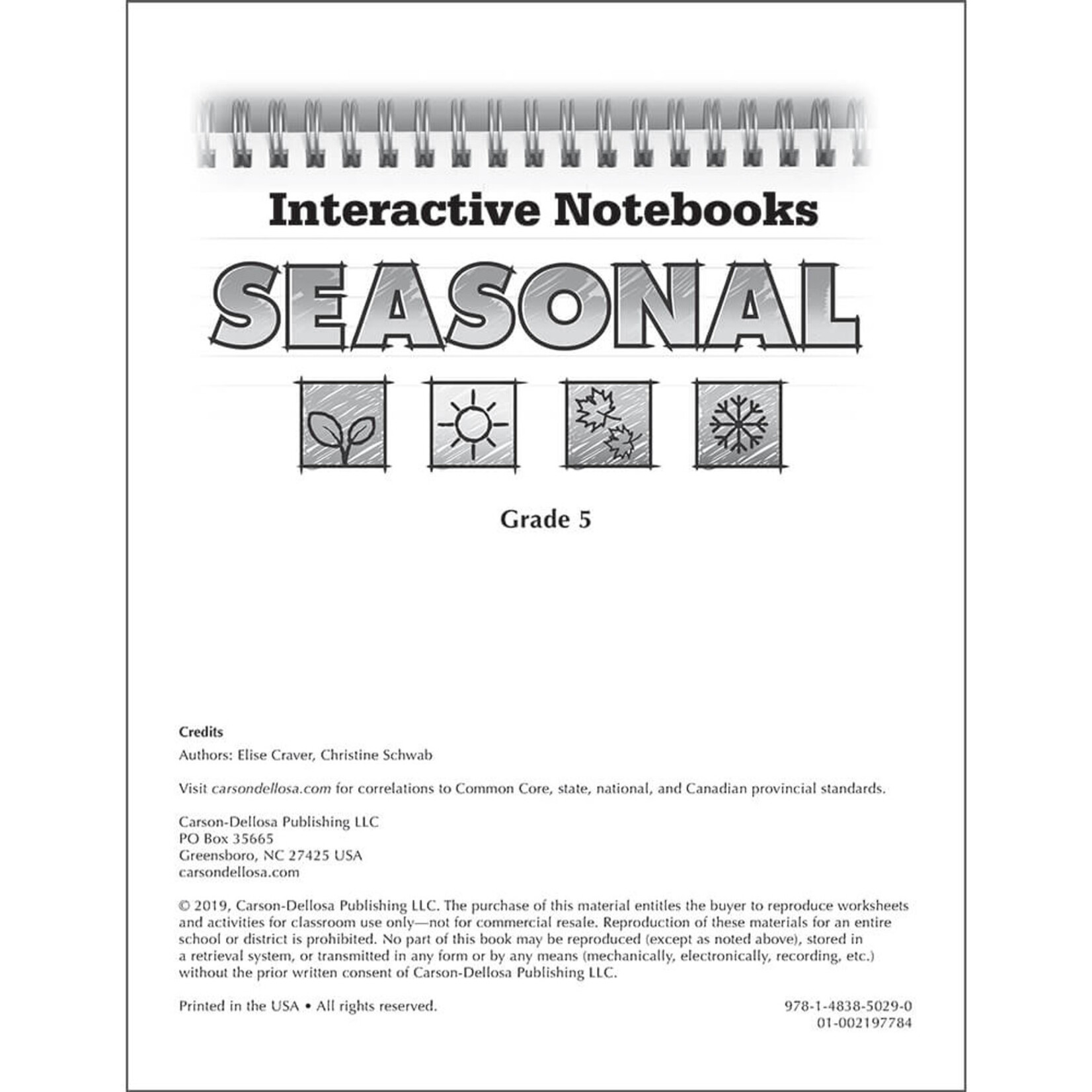 CARSON DELLOSA PUBLISHING CO Interactive Notebooks: Seasonal Resource Book Grade 5
