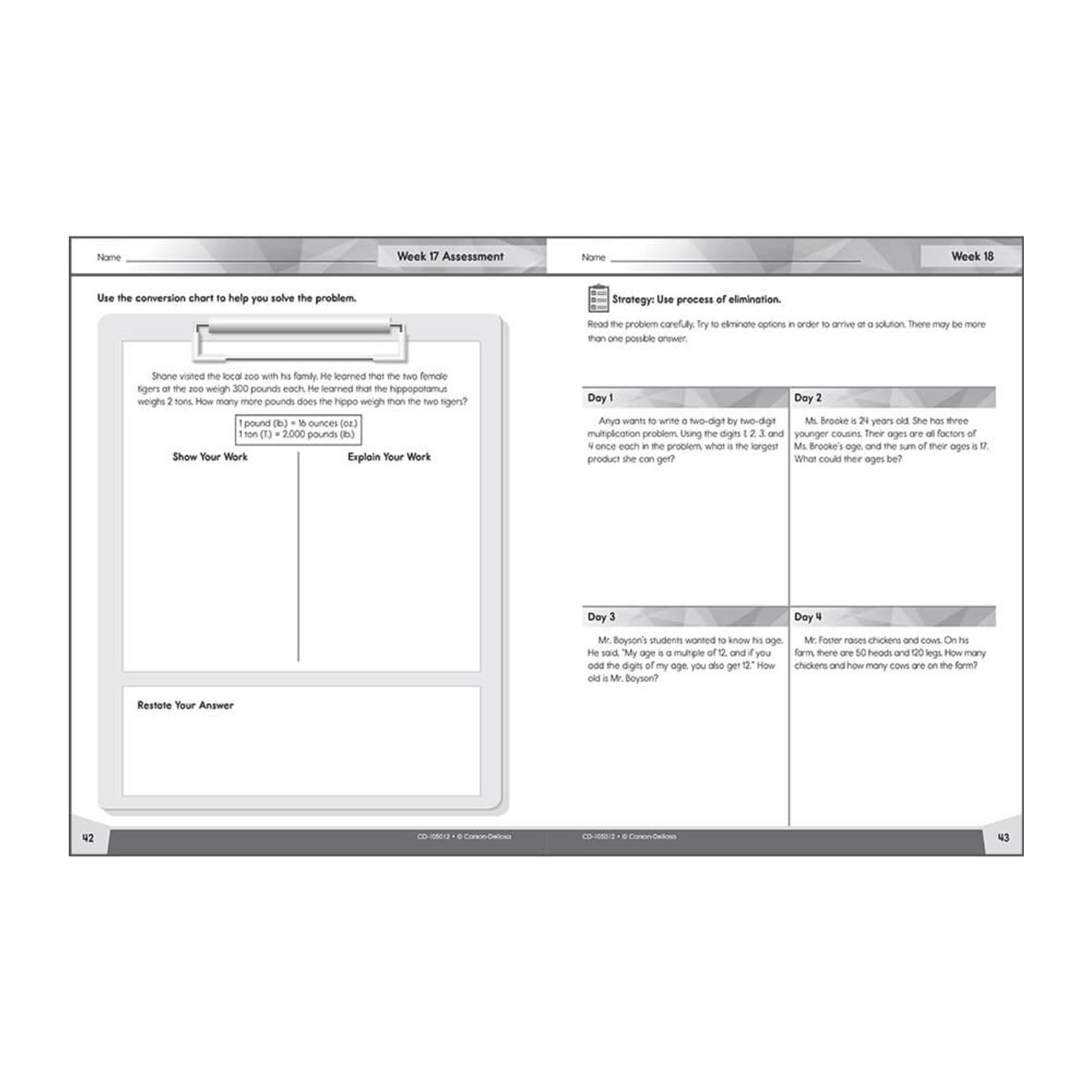 CARSON DELLOSA PUBLISHING CO Problem Solving 4 Today Workbook Grade 4