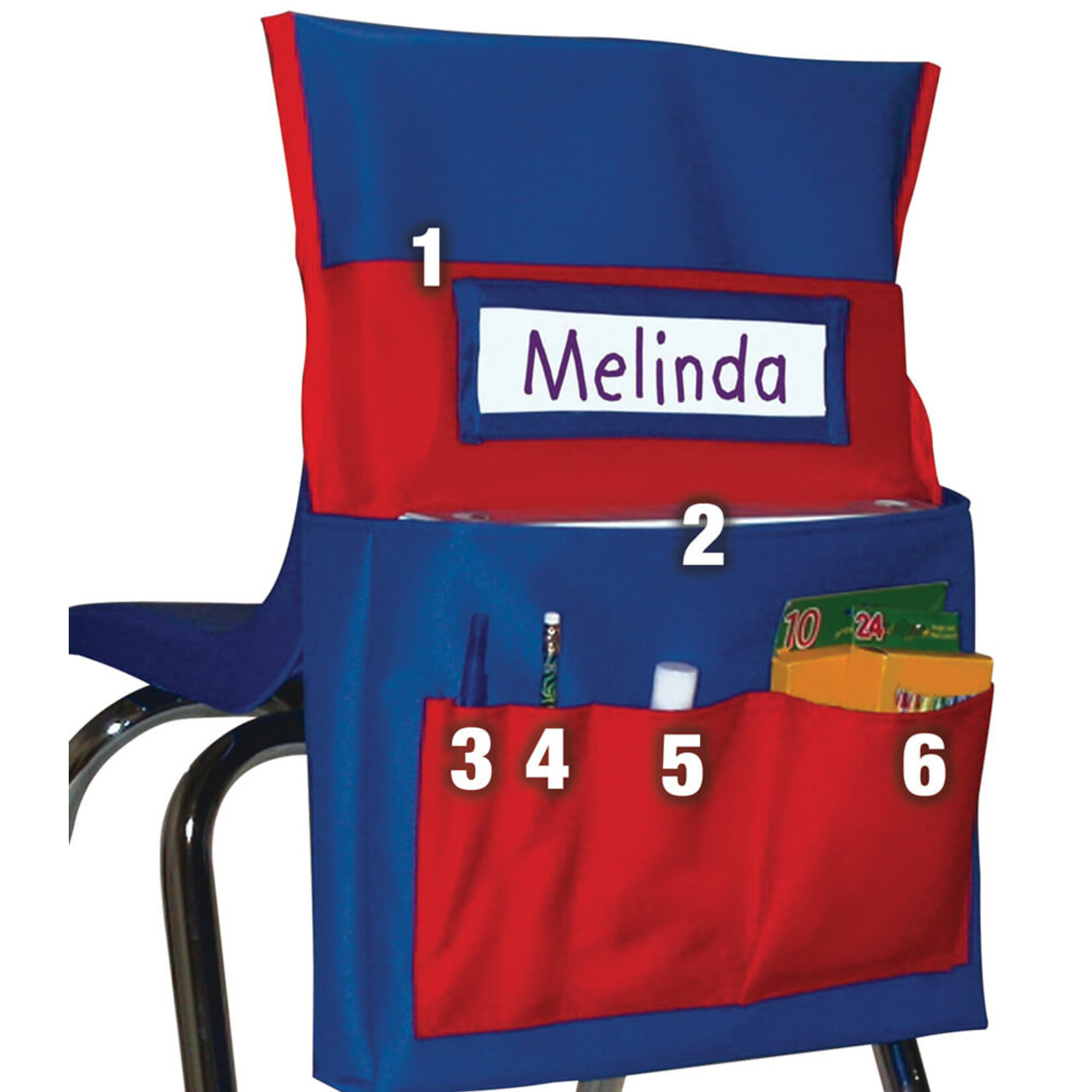 CARSON DELLOSA PUBLISHING CO Chairback Buddy™ Blue and Red Pocket Chart Storage Grade PK-8
