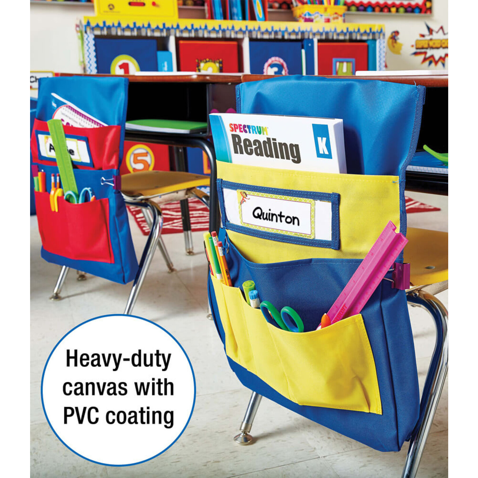 CARSON DELLOSA PUBLISHING CO Chairback Buddy™ Blue and Red Pocket Chart Storage Grade PK-8