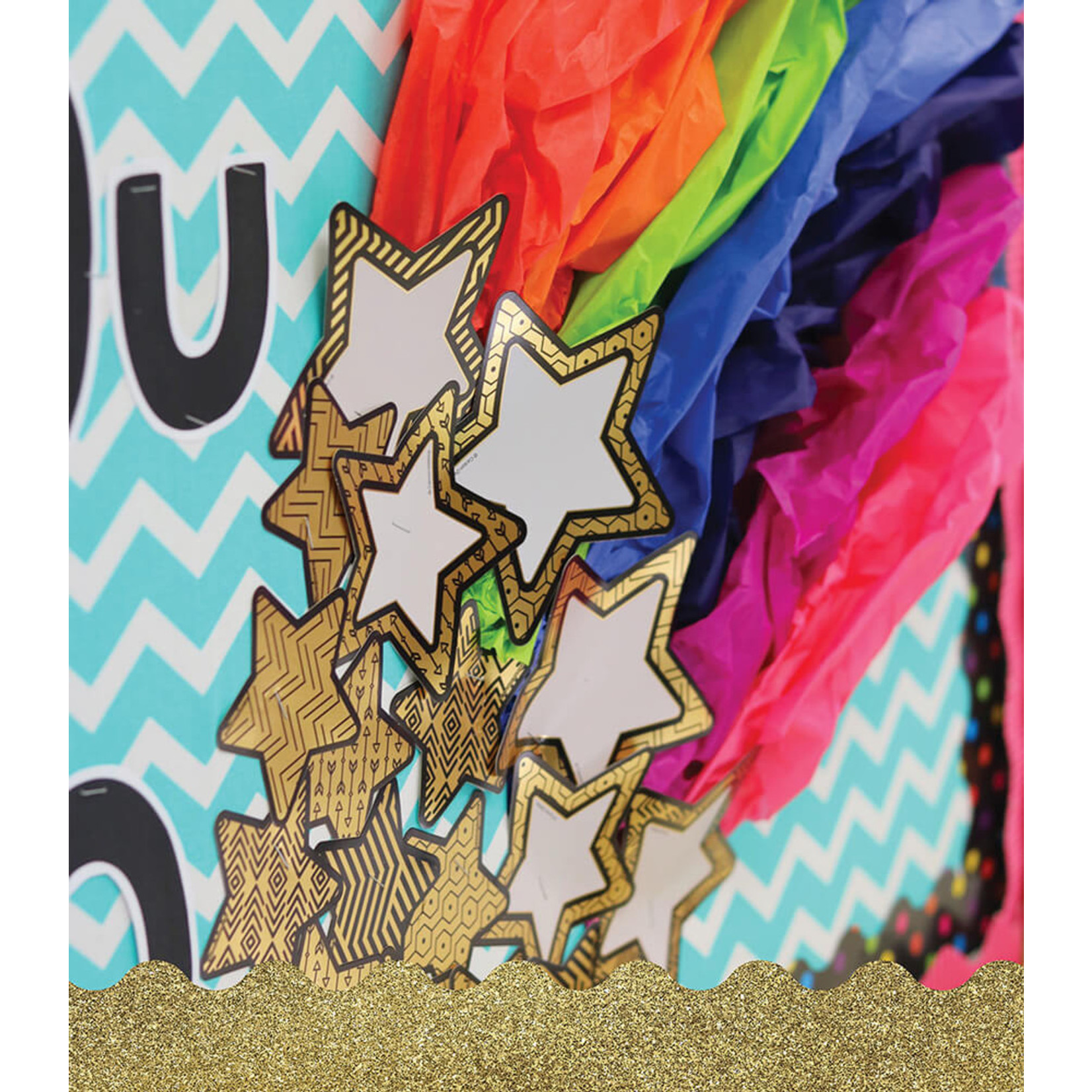 CARSON DELLOSA PUBLISHING CO Black and Gold Stars Cut-Outs