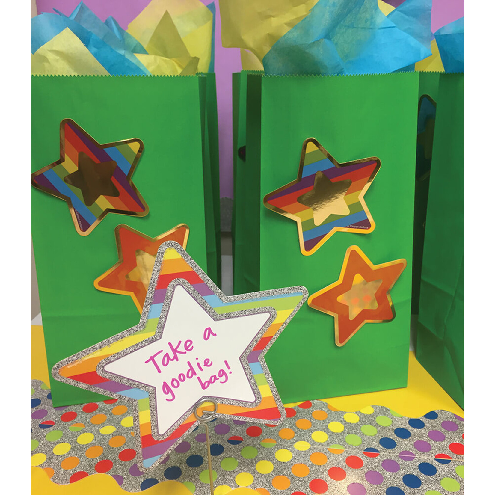 CARSON DELLOSA PUBLISHING CO Rainbow and Foil Stars Cut-Outs
