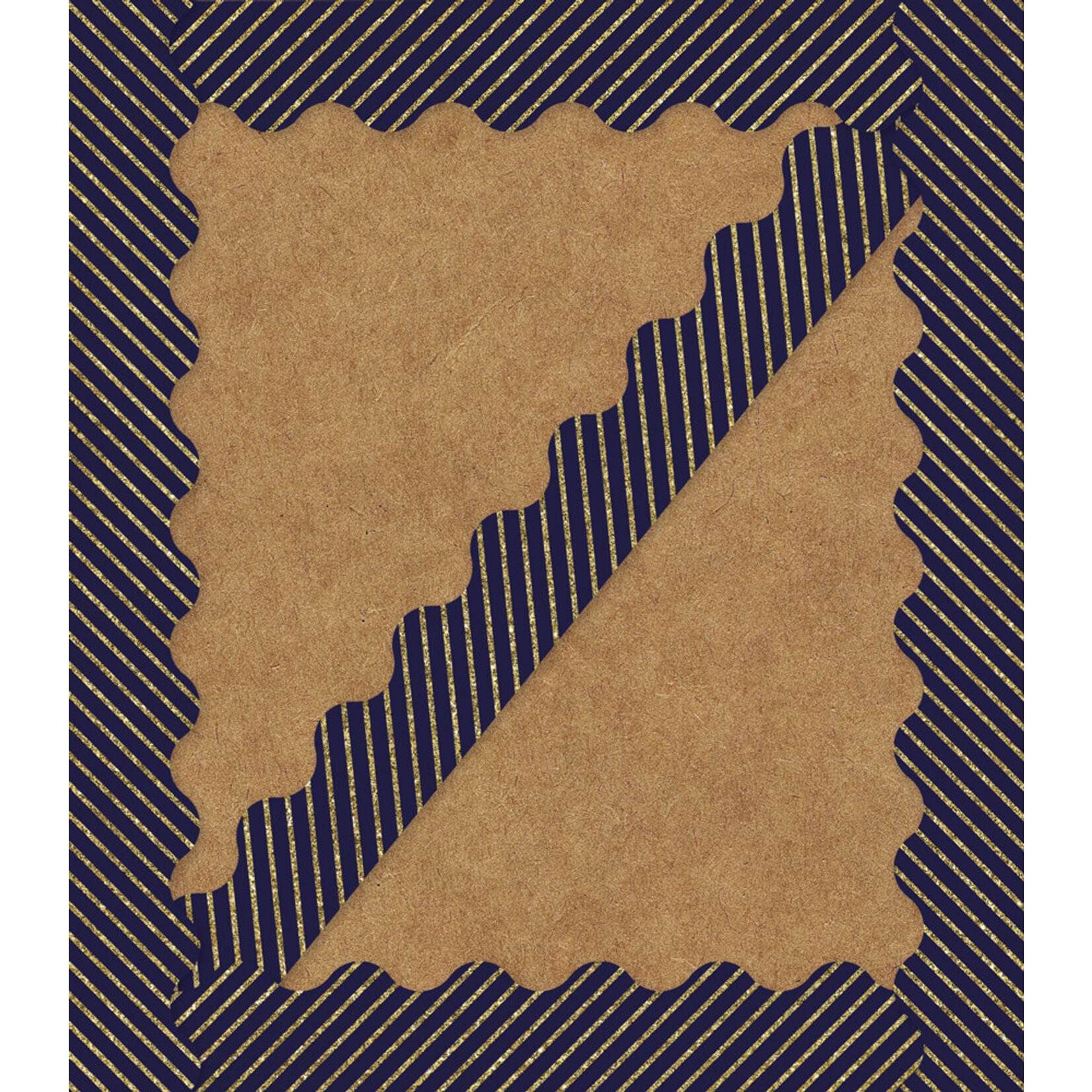 CARSON DELLOSA PUBLISHING CO Gold Glitter and Navy Stripe Scalloped Borders