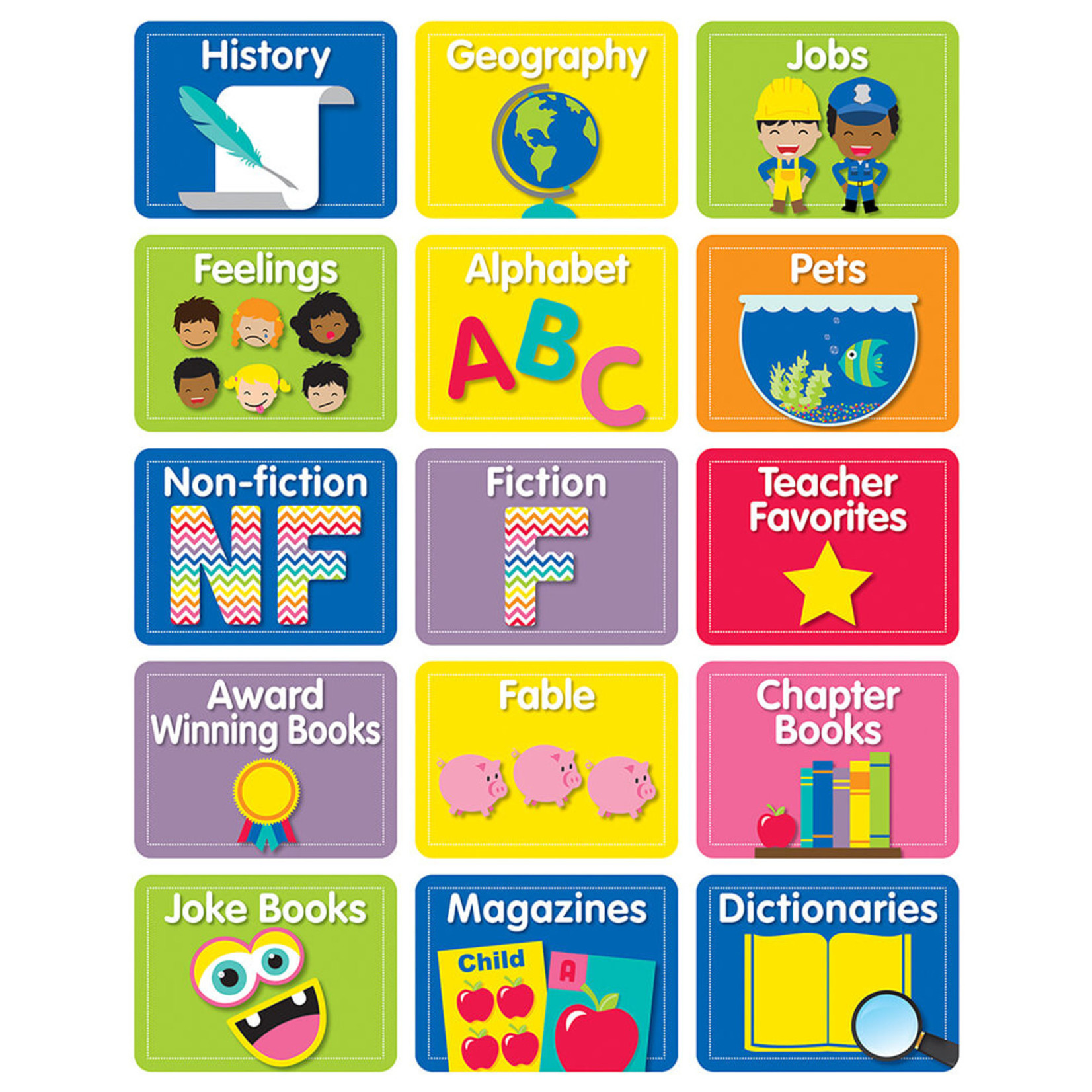 CARSON DELLOSA PUBLISHING CO Library Labels Mini Cut-Outs