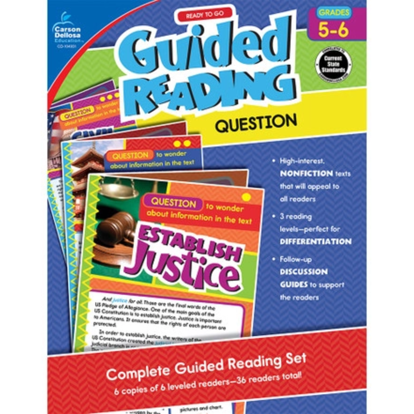 CARSON DELLOSA PUBLISHING CO Guided Reading: Question Resource Book Grade 5-6
