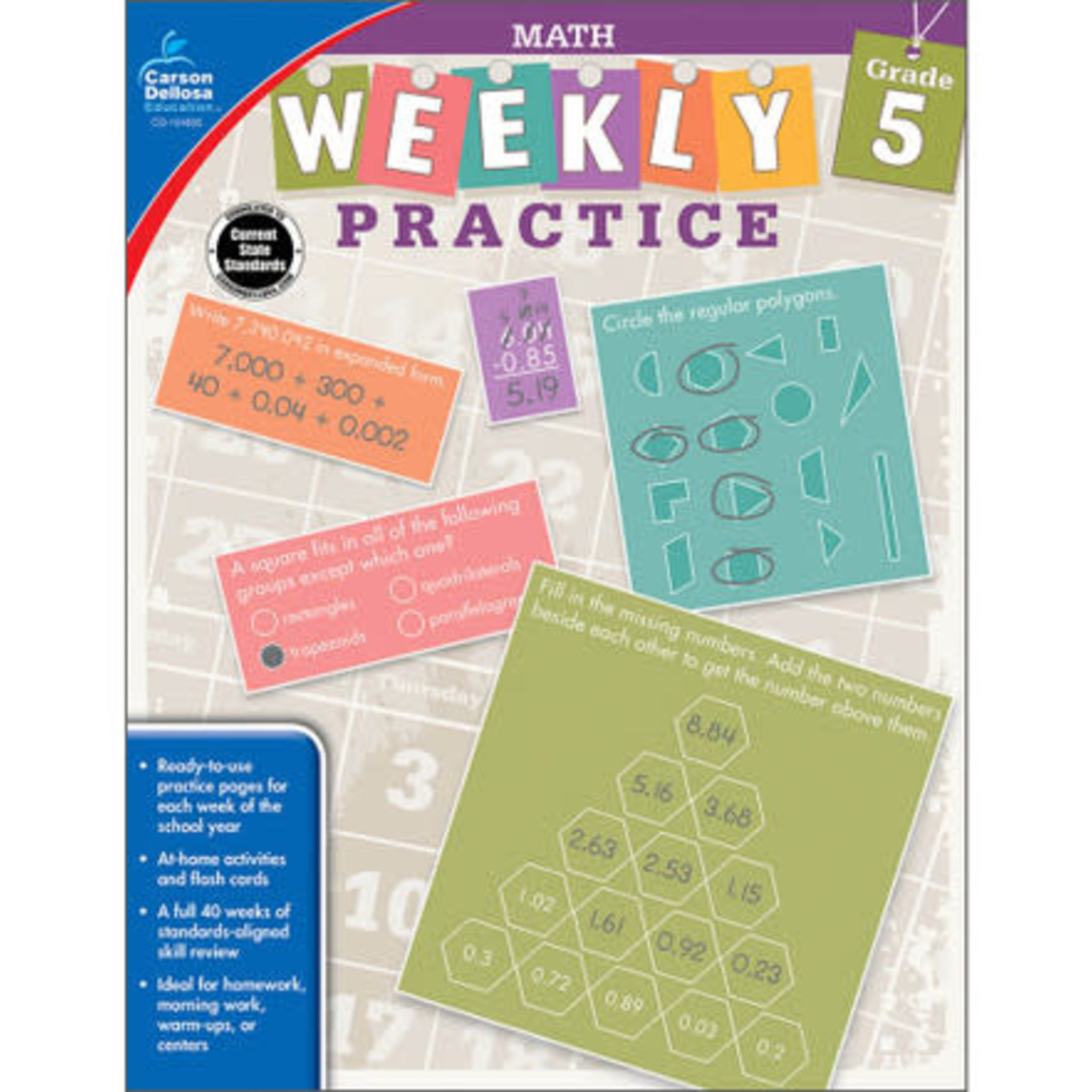 CARSON DELLOSA PUBLISHING CO Weekly Practice: Math Workbook Grade 5