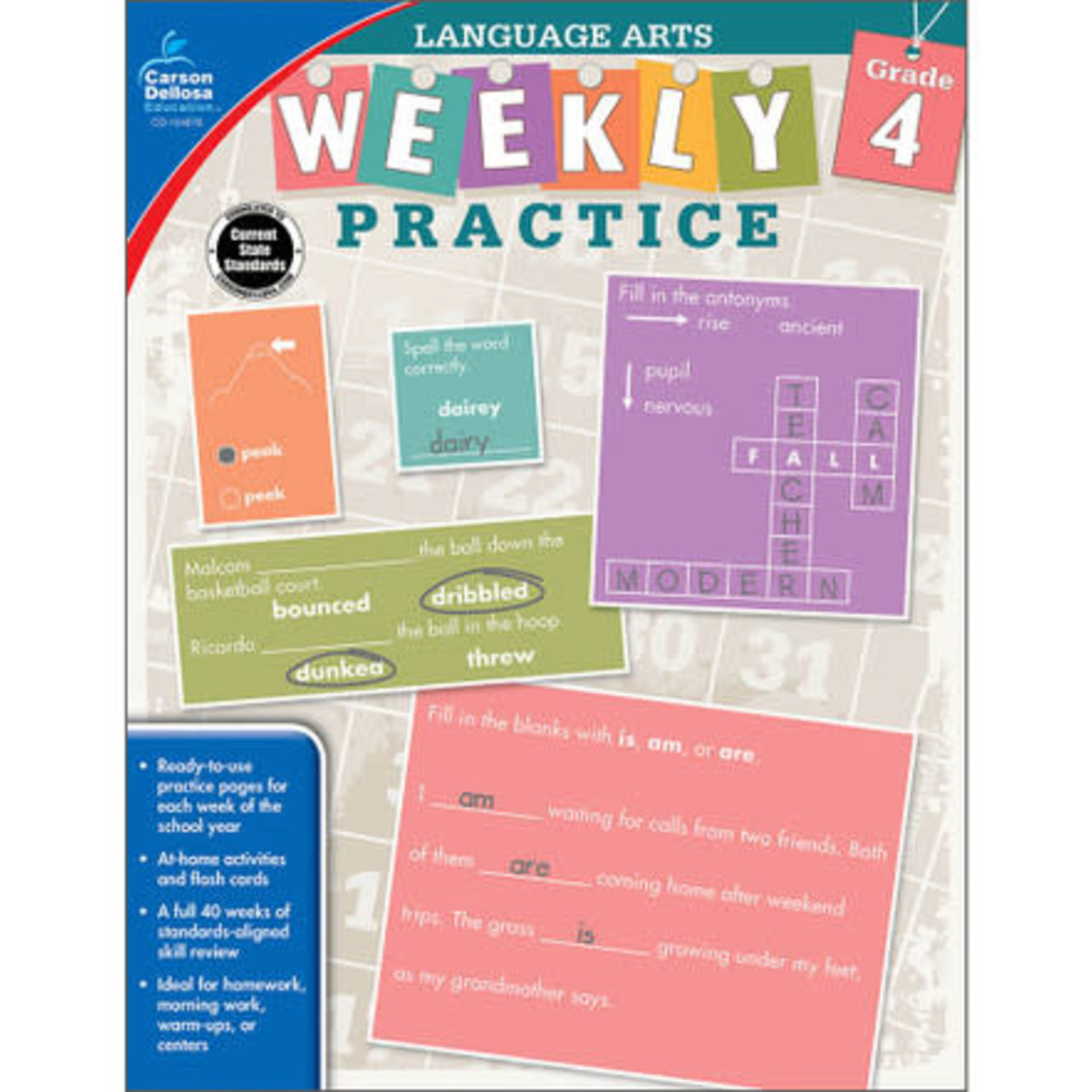 CARSON DELLOSA PUBLISHING CO Weekly Practice: Language Arts Workbook Grade 4