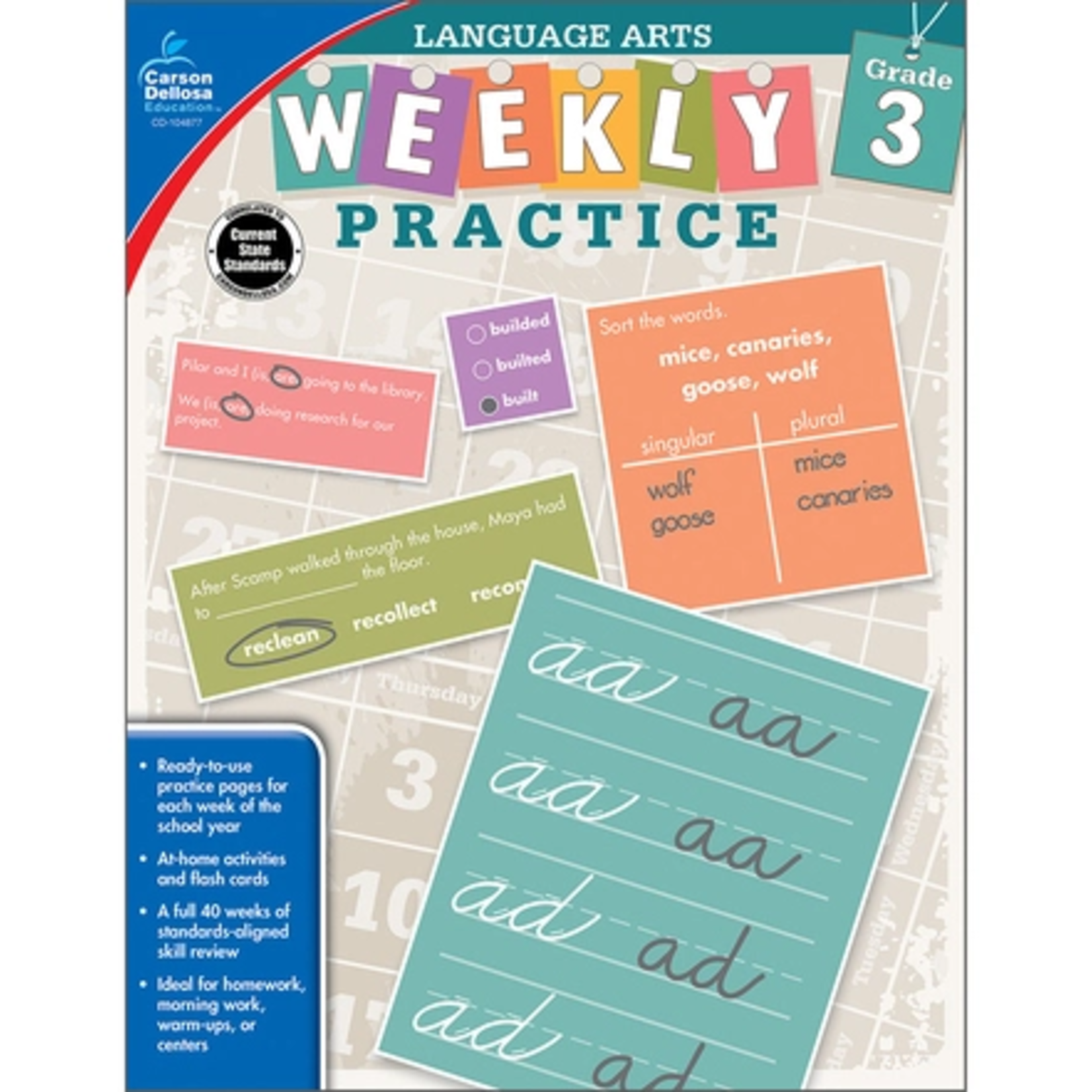 CARSON DELLOSA PUBLISHING CO Weekly Practice: Language Arts Workbook Grade 3