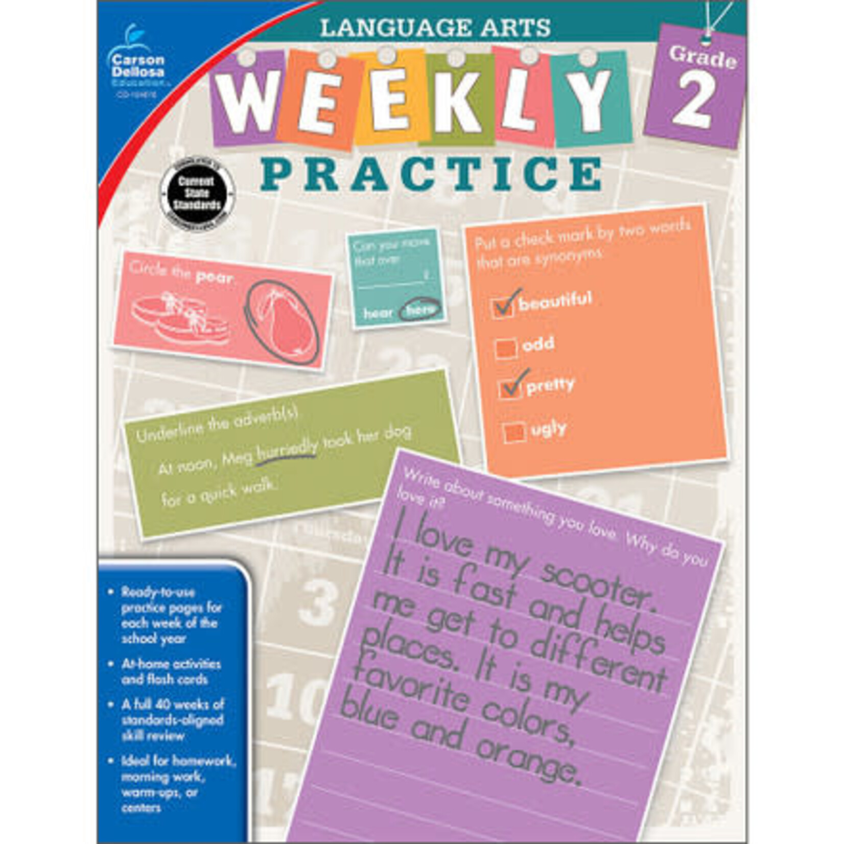 CARSON DELLOSA PUBLISHING CO Weekly Practice: Language Arts Workbook Grade 2