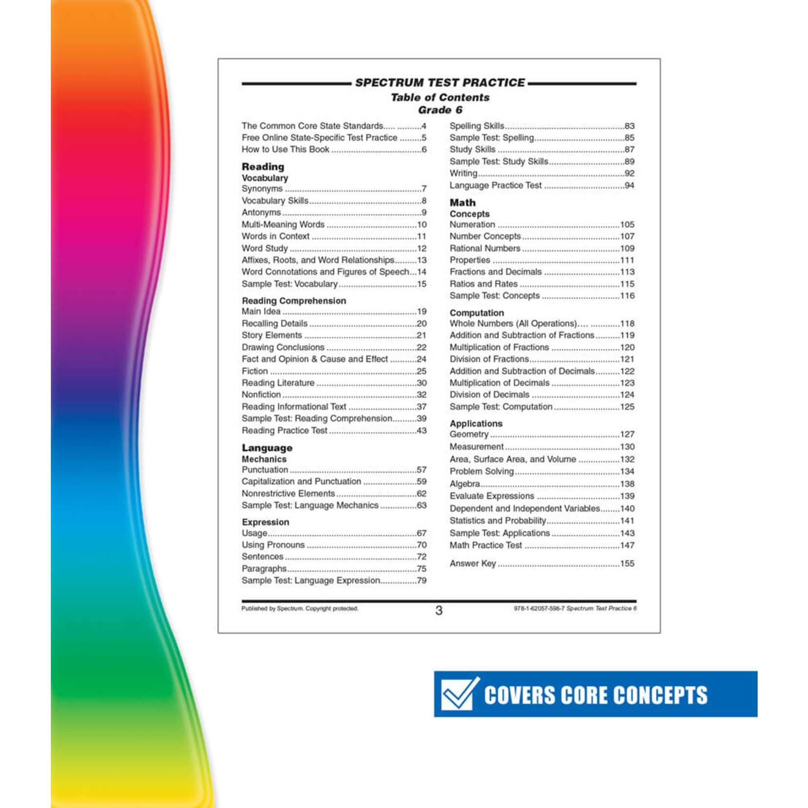 CARSON DELLOSA PUBLISHING CO Spectrum Test Practice Workbook Grade 6