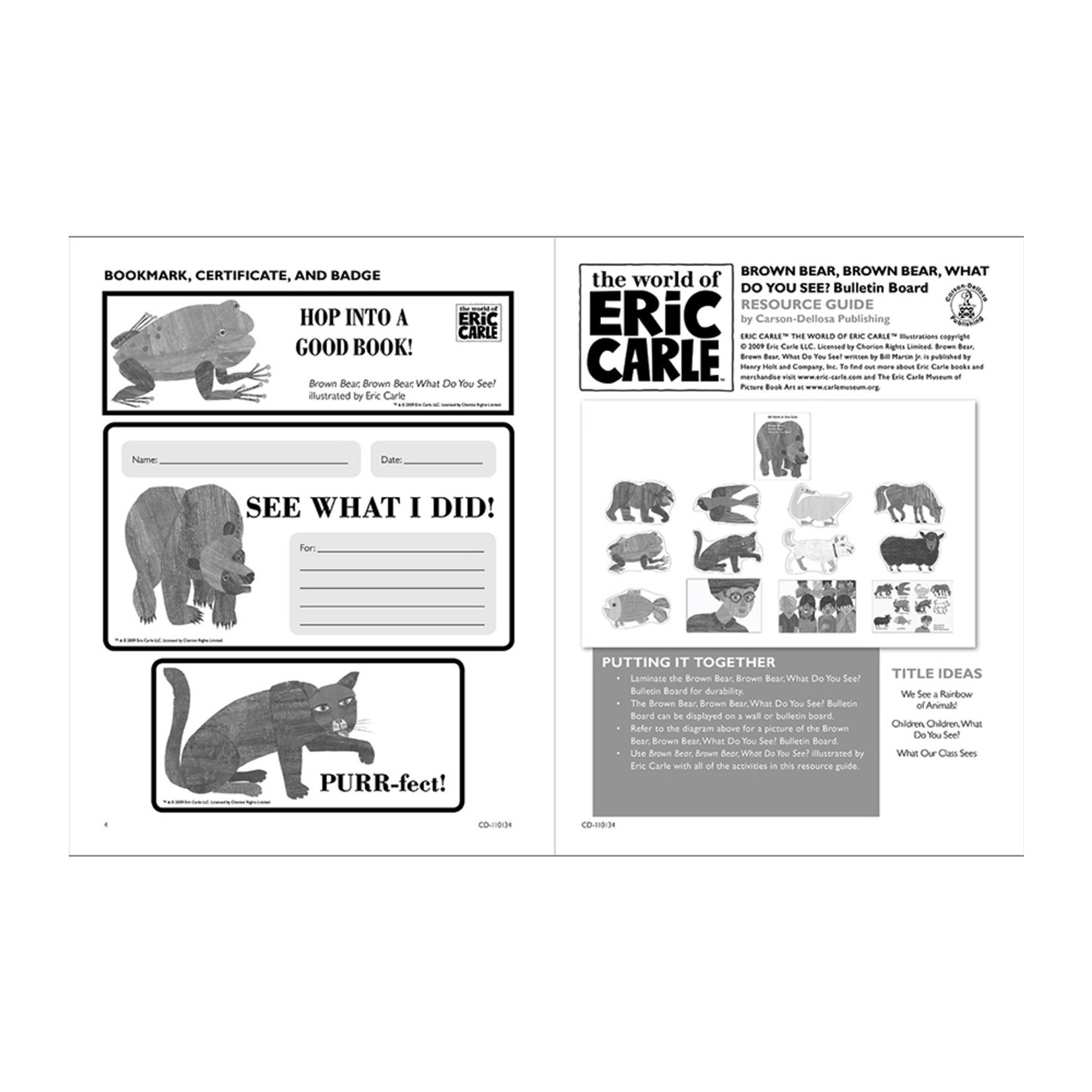 CARSON DELLOSA PUBLISHING CO Brown Bear, Brown Bear, What Do You See? Bulletin Board Set Grade PK-3