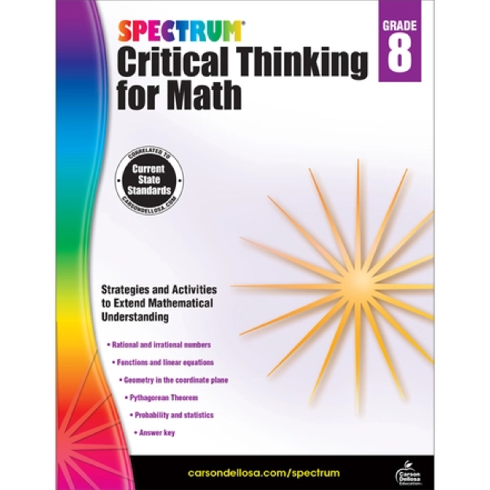 CARSON DELLOSA PUBLISHING CO Spectrum Critical Thinking for Math Workbook Grade 8