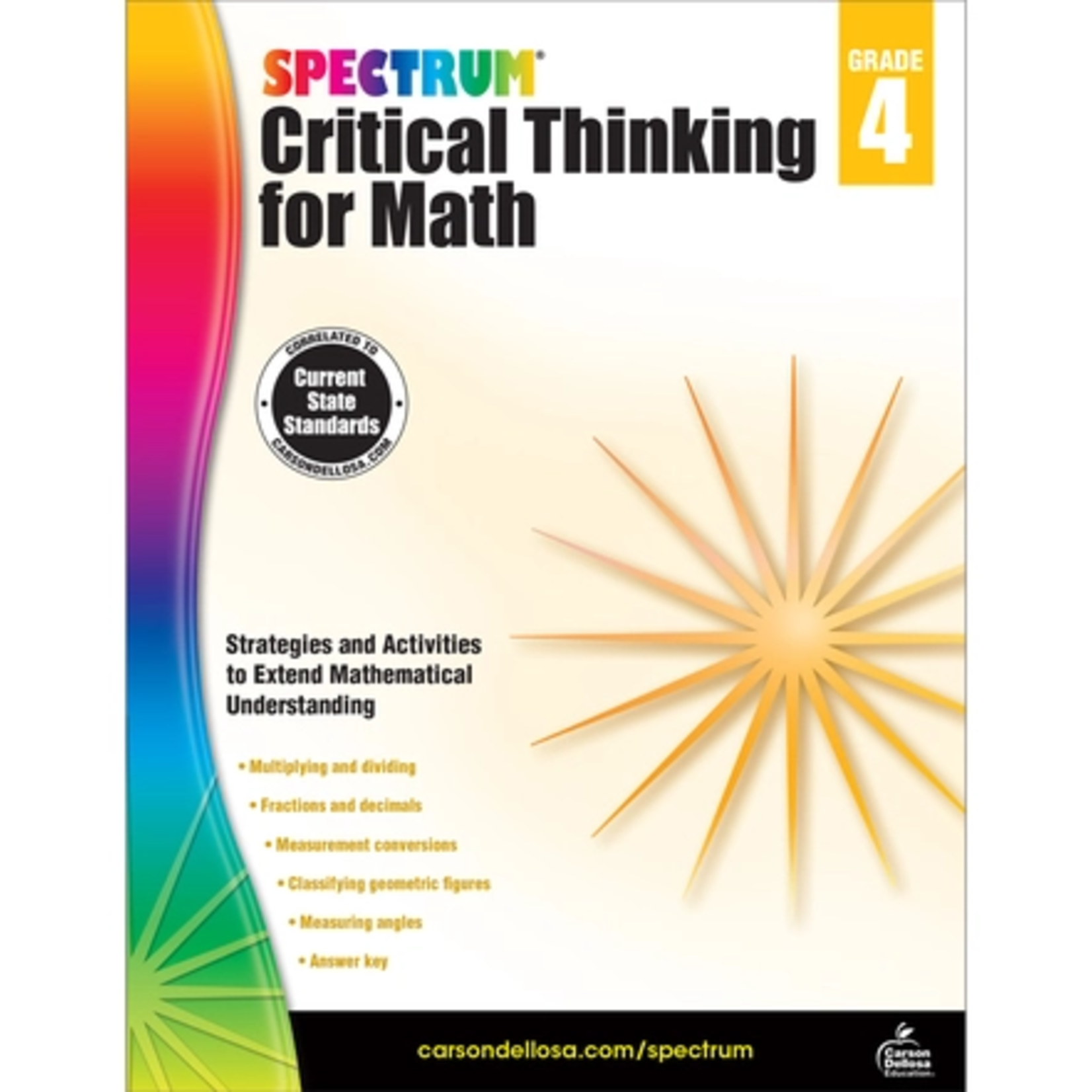 CARSON DELLOSA PUBLISHING CO Spectrum Critical Thinking for Math Workbook Grade 4