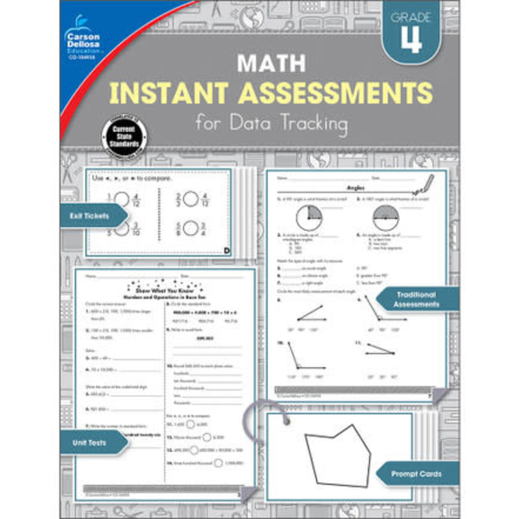 CARSON DELLOSA PUBLISHING CO Math Instant Assessments for Data Tracking Resource Book Grade 4
