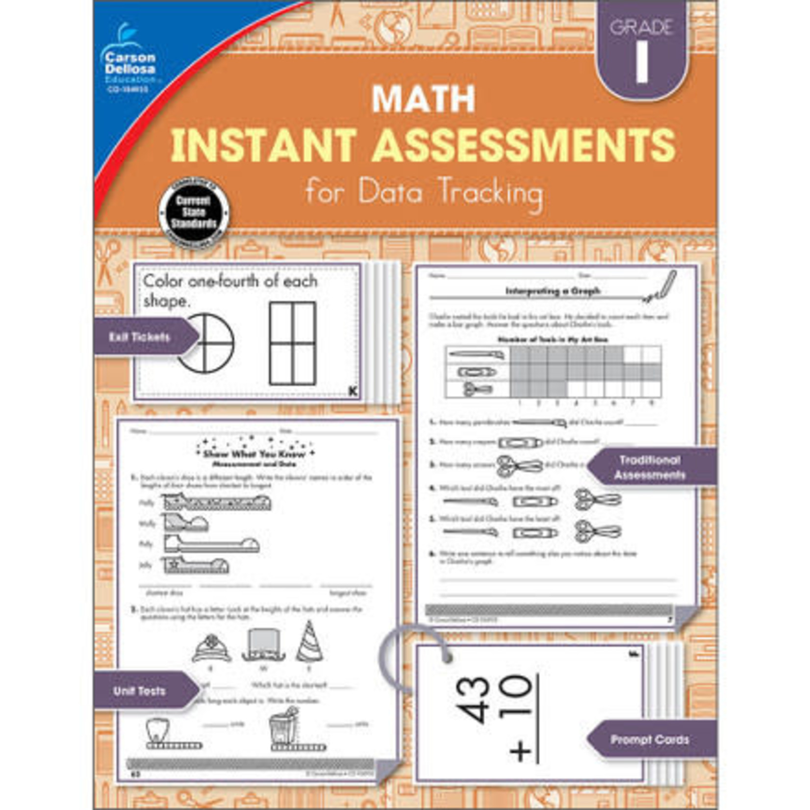 CARSON DELLOSA PUBLISHING CO Math Instant Assessments for Data Tracking Resource Book Grade 1