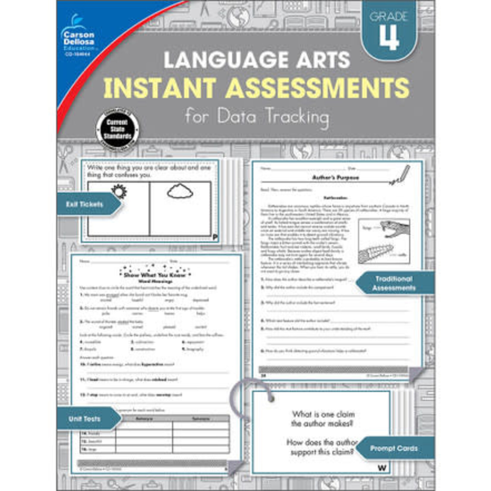CARSON DELLOSA PUBLISHING CO Language Arts Instant Assessments for Data Tracking Resource Book Grade 4