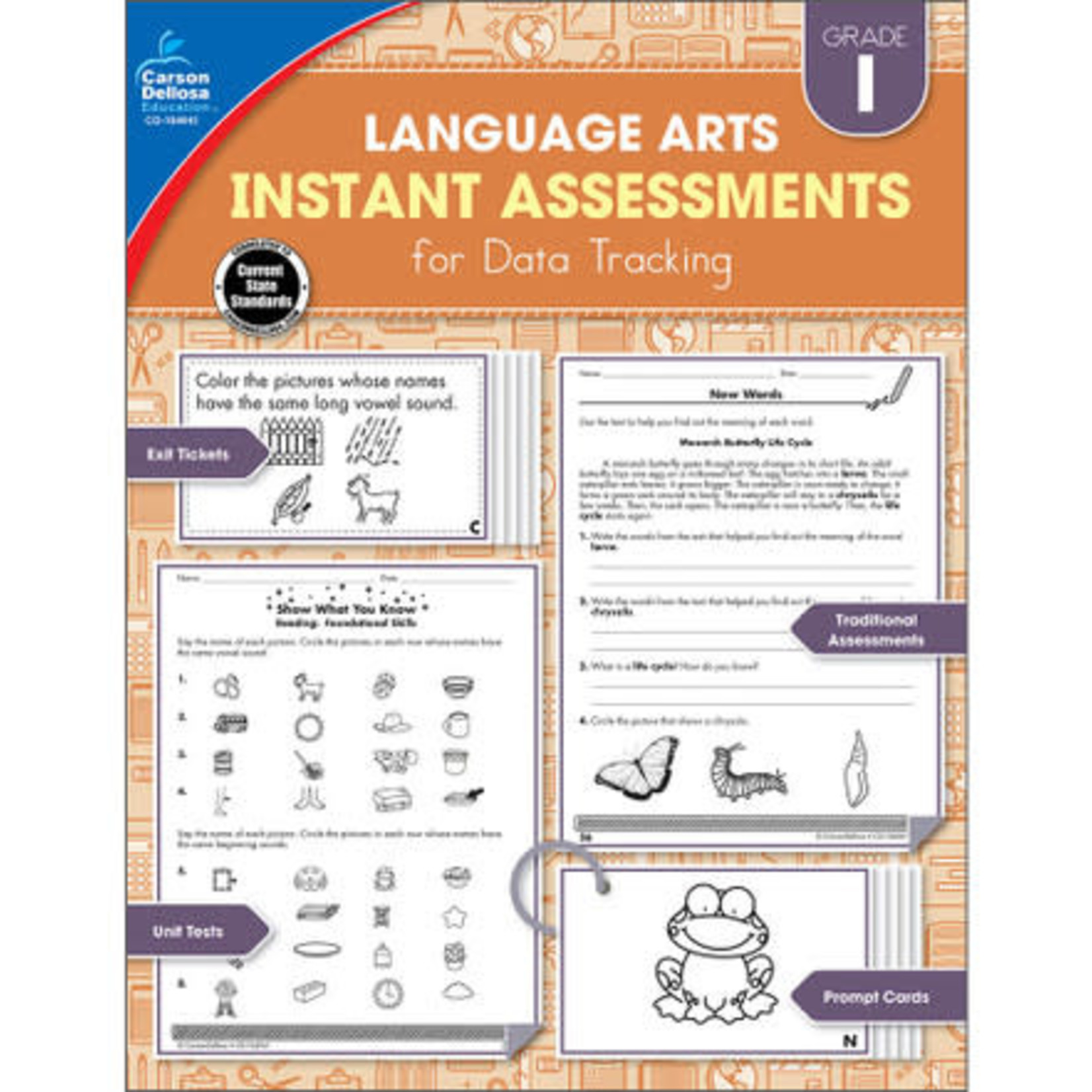 CARSON DELLOSA PUBLISHING CO Language Arts Instant Assessments for Data Tracking Resource Book Grade 1