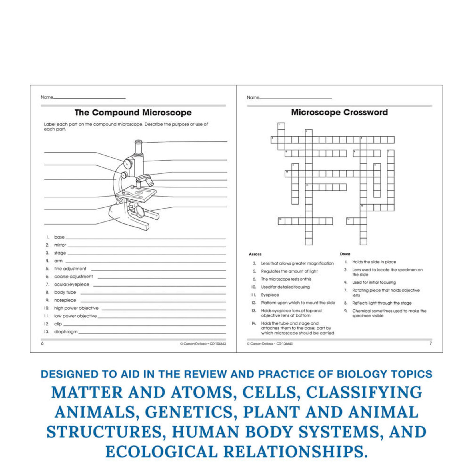 CARSON DELLOSA PUBLISHING CO The 100+ Series: Biology Workbook Grade 6-12