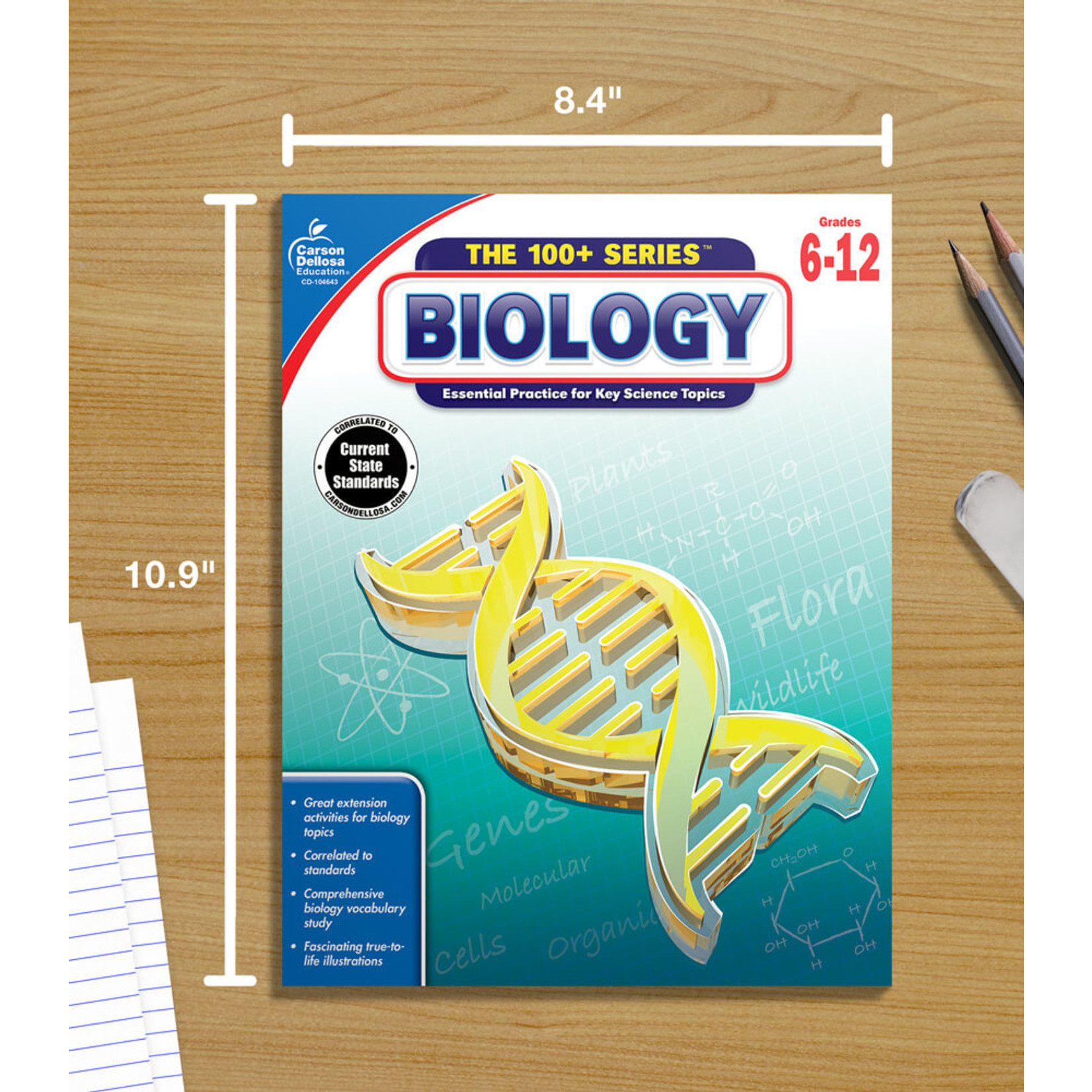 CARSON DELLOSA PUBLISHING CO The 100+ Series: Biology Workbook Grade 6-12