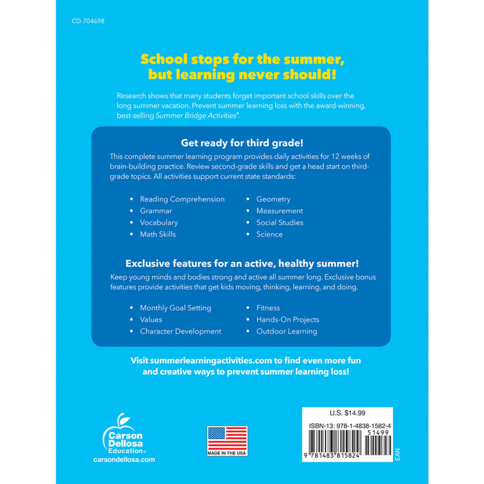 CARSON DELLOSA PUBLISHING CO Summer Bridge Activities® Workbook Grade 2-3