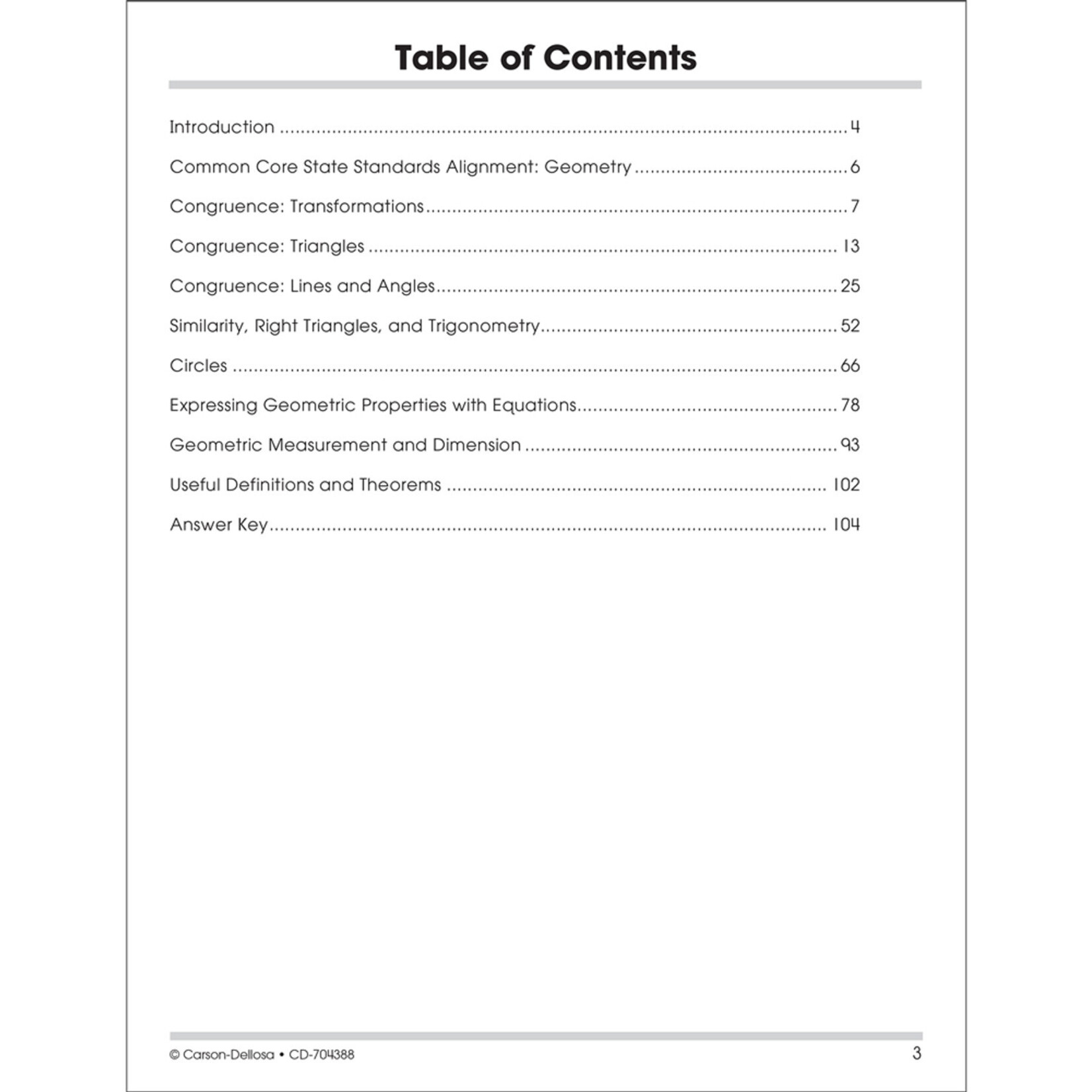 CARSON DELLOSA PUBLISHING CO The 100+ Series Geometry Workbook Grade 8-10