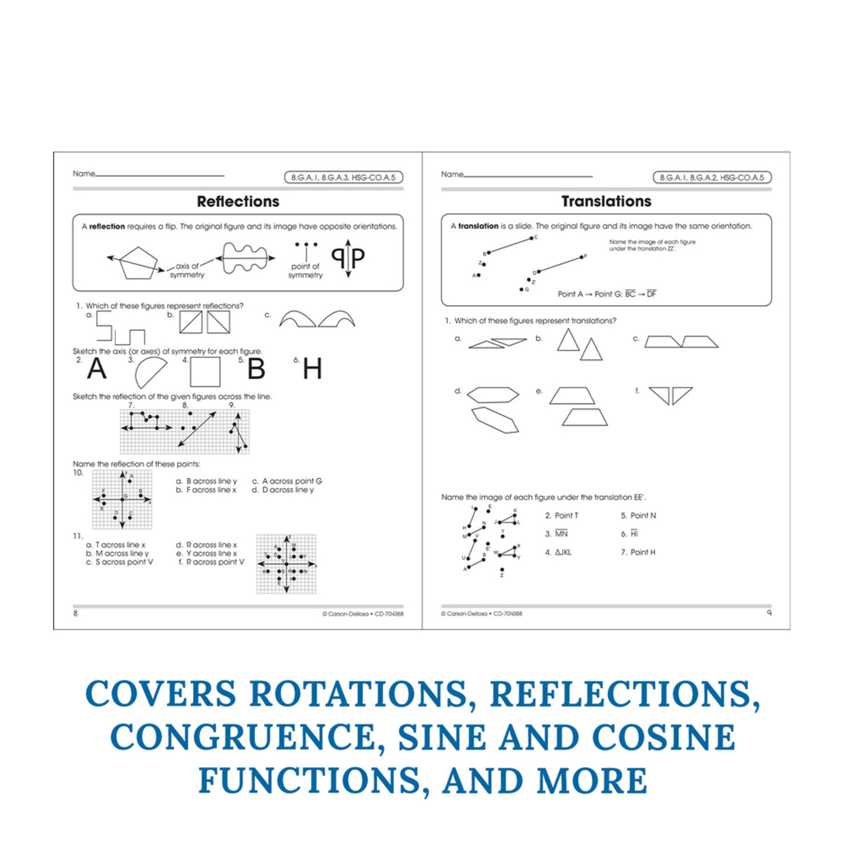 CARSON DELLOSA PUBLISHING CO The 100+ Series Geometry Workbook Grade 8-10