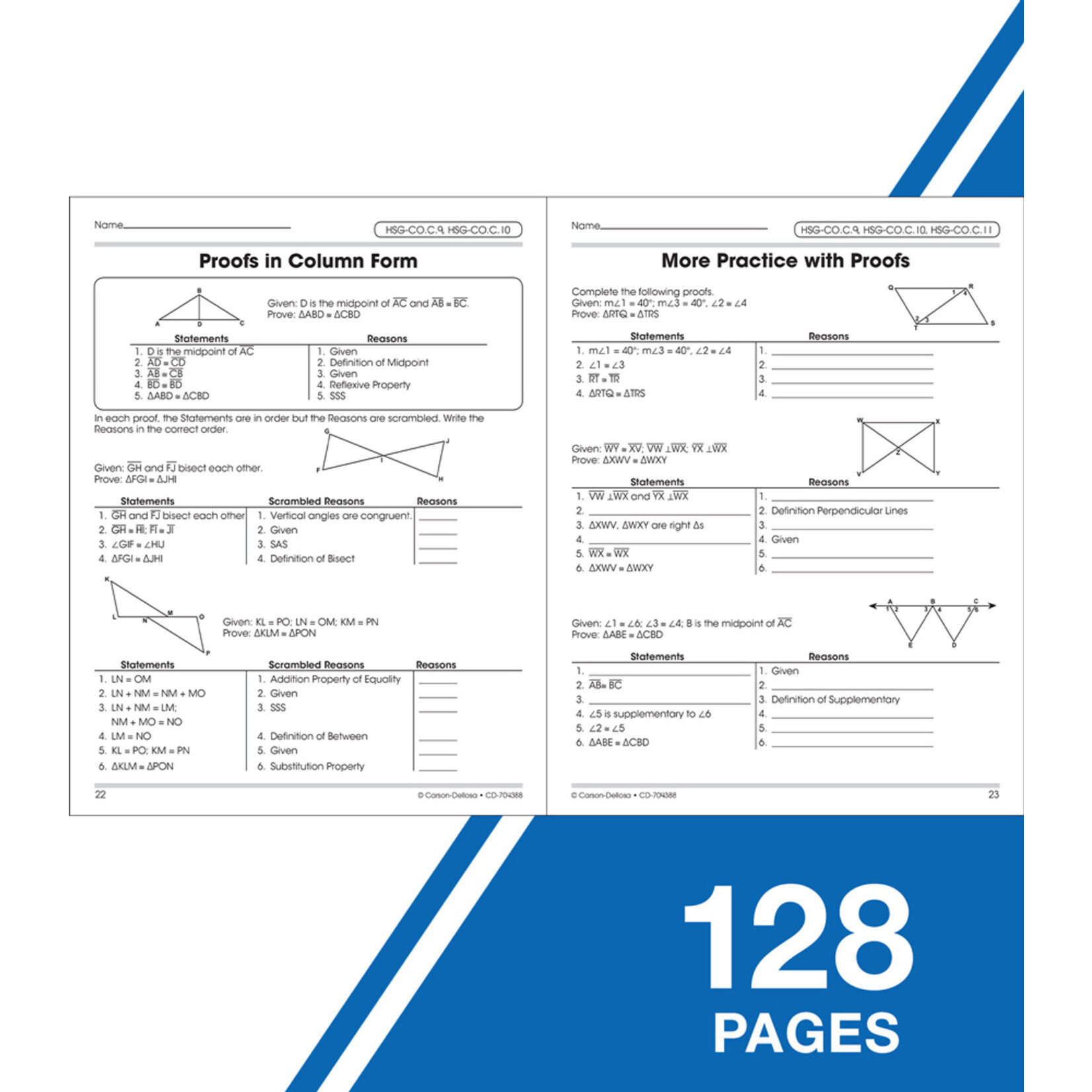 CARSON DELLOSA PUBLISHING CO The 100+ Series Geometry Workbook Grade 8-10
