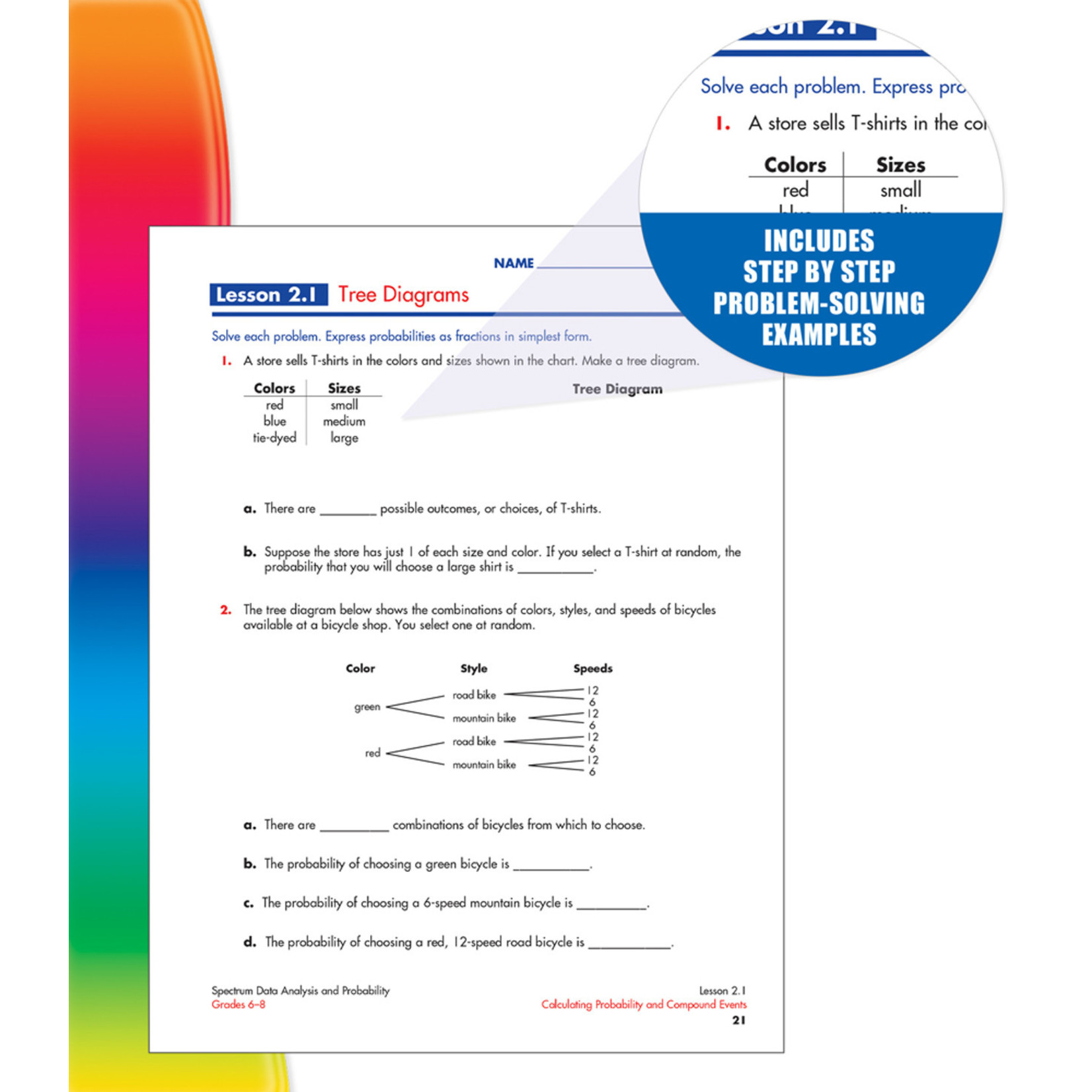 CARSON DELLOSA PUBLISHING CO Spectrum Data Analysis and Probability Workbook Grade 6-8
