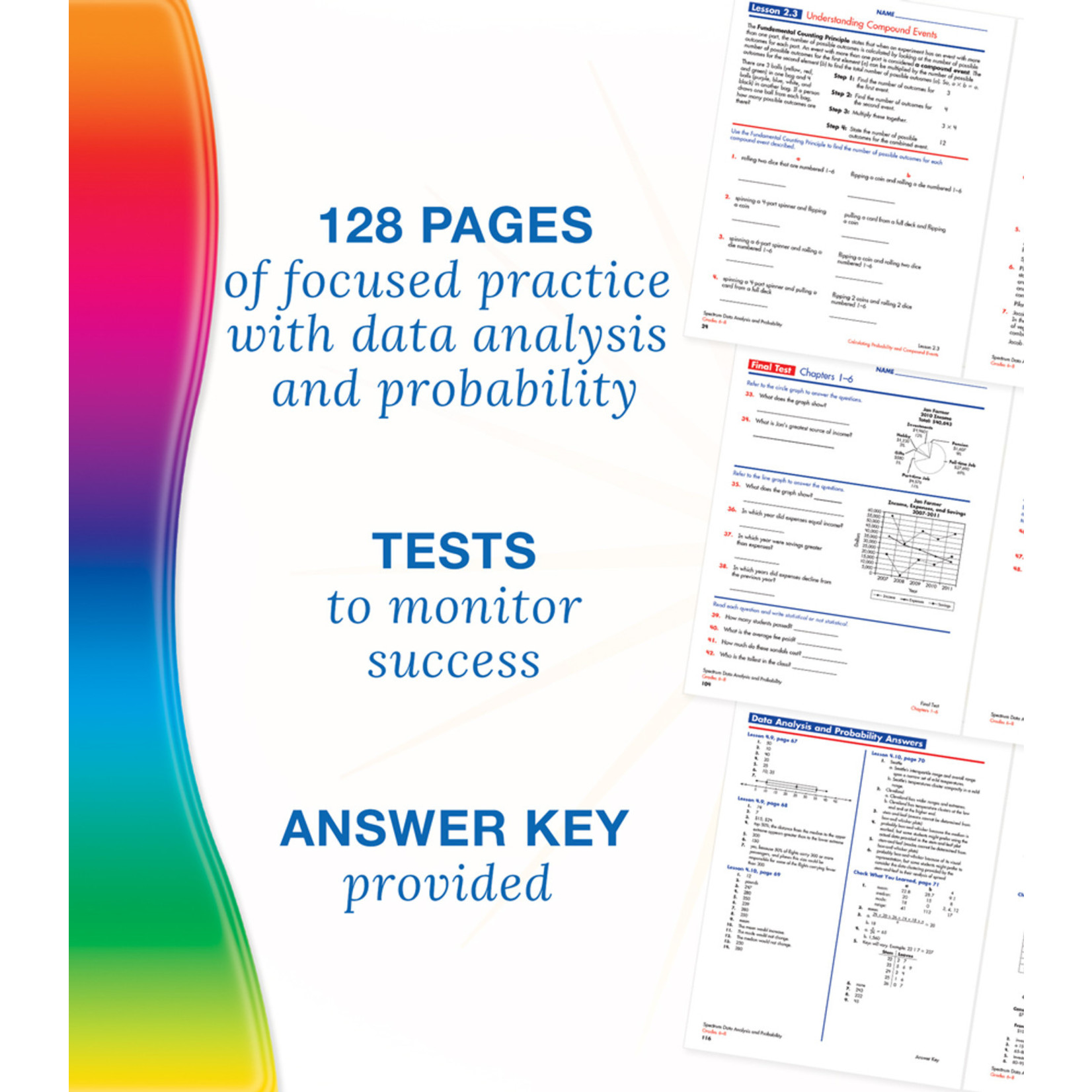 CARSON DELLOSA PUBLISHING CO Spectrum Data Analysis and Probability Workbook Grade 6-8