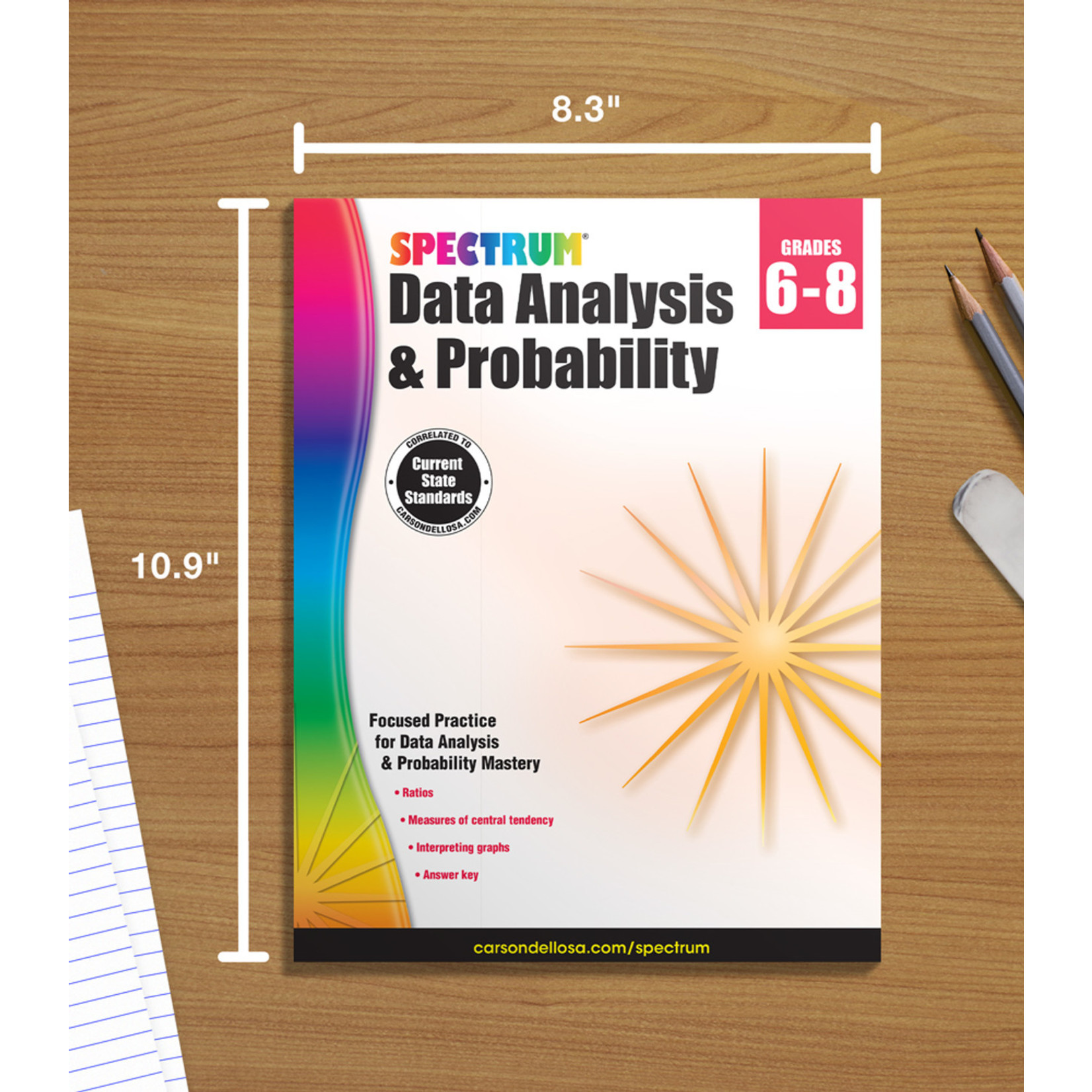 CARSON DELLOSA PUBLISHING CO Spectrum Data Analysis and Probability Workbook Grade 6-8