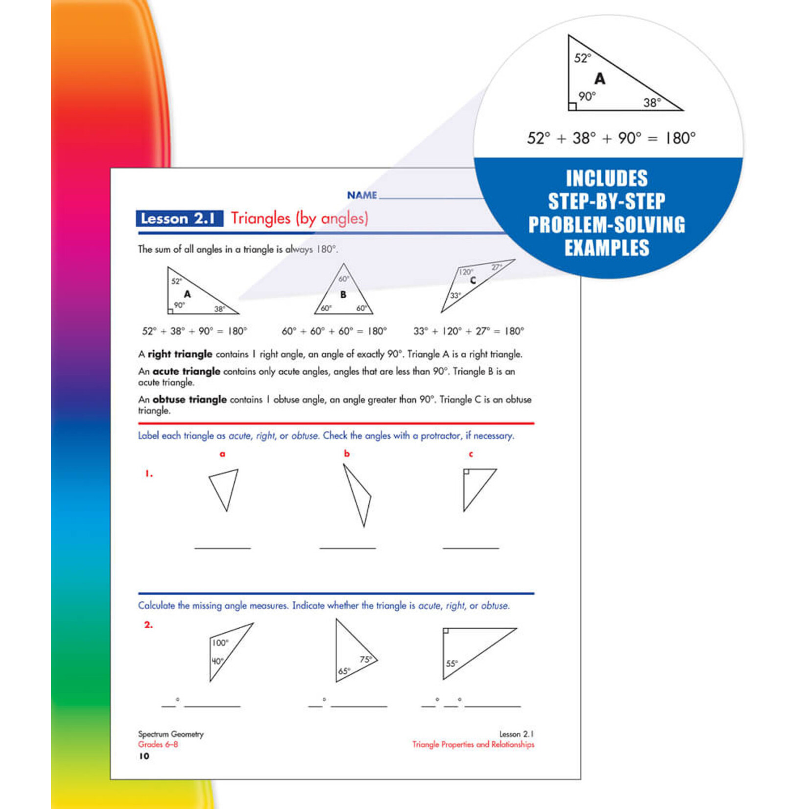 CARSON DELLOSA PUBLISHING CO Spectrum Geometry Workbook Grade 6-8