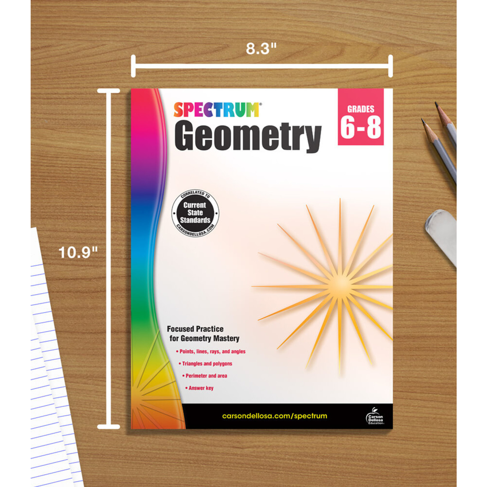 CARSON DELLOSA PUBLISHING CO Spectrum Geometry Workbook Grade 6-8