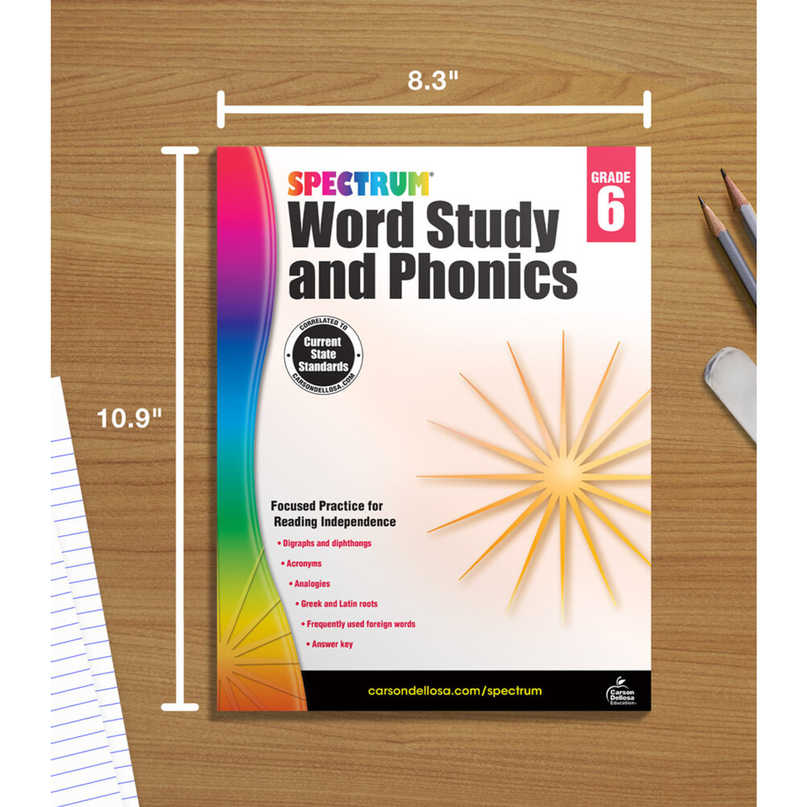 CARSON DELLOSA PUBLISHING CO Spectrum Word Study and Phonics Workbook Grade 6