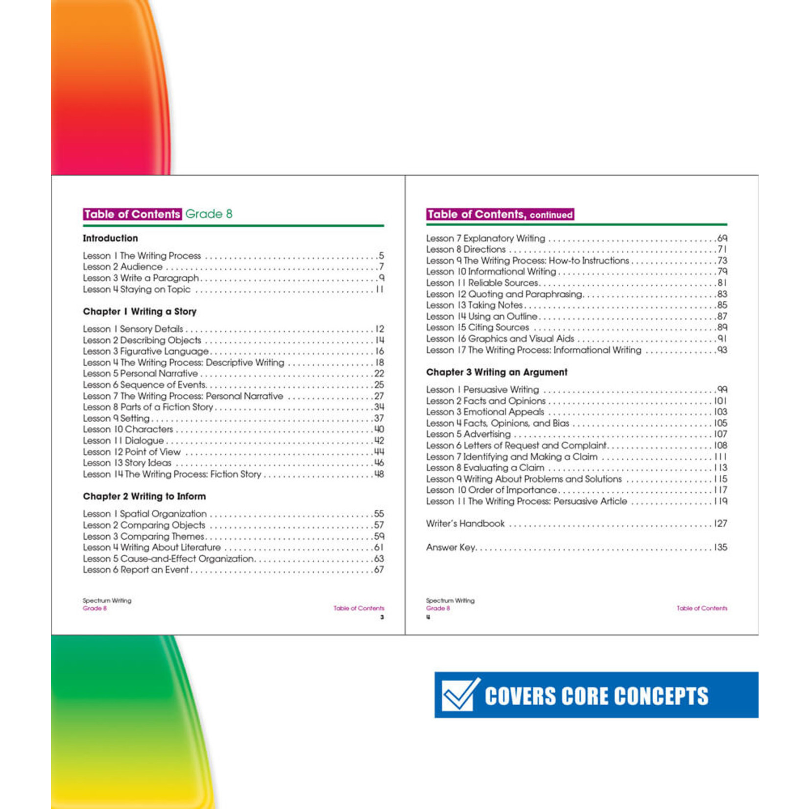 CARSON DELLOSA PUBLISHING CO Spectrum Writing Workbook Grade 8