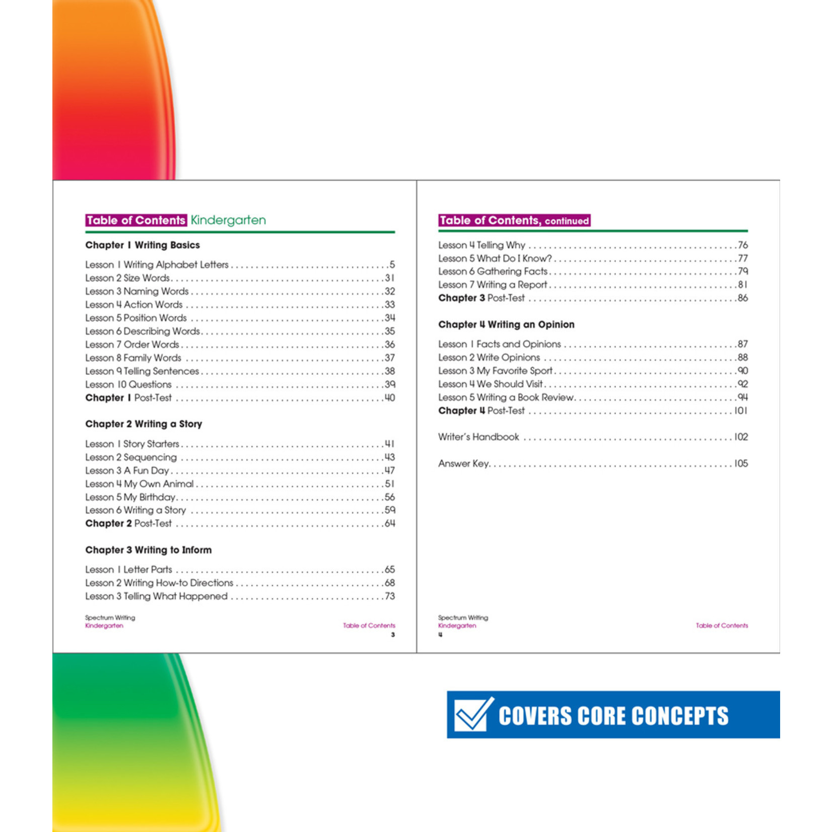 CARSON DELLOSA PUBLISHING CO Spectrum Writing Workbook Grade K
