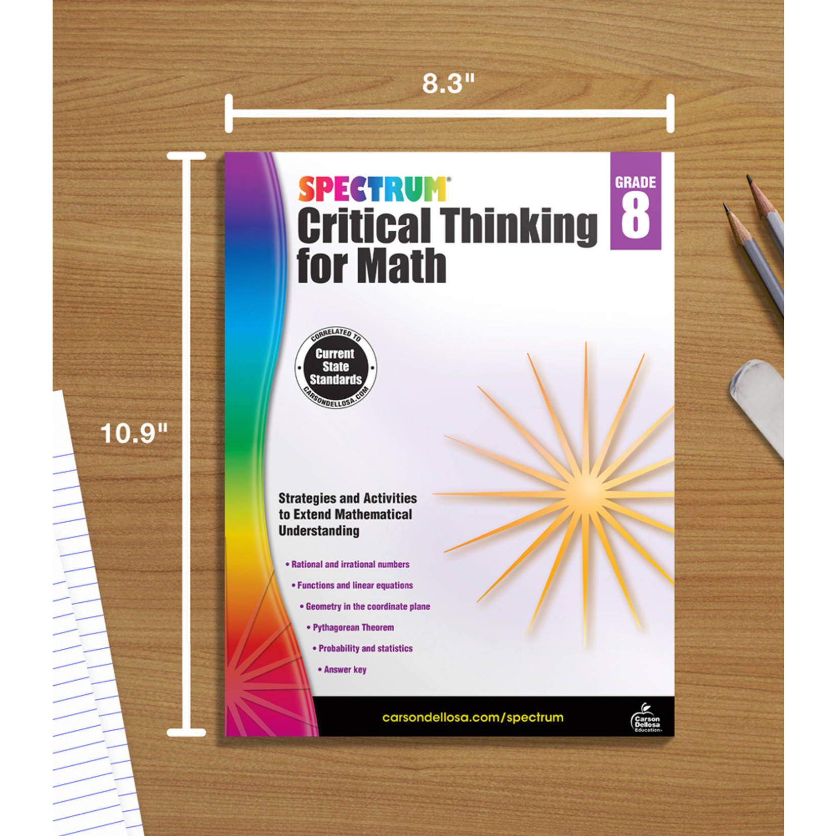 CARSON DELLOSA PUBLISHING CO Spectrum Critical Thinking for Math Workbook Grade 8
