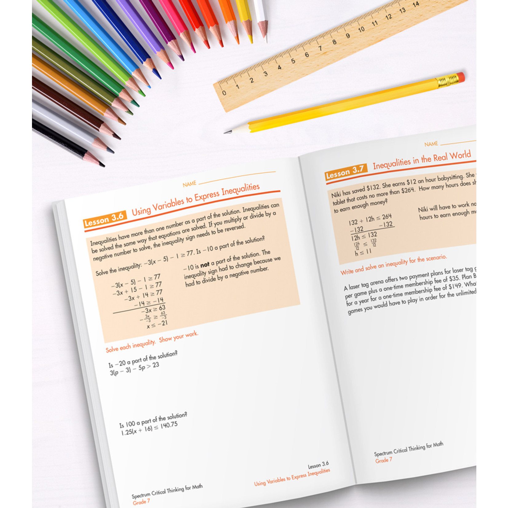 CARSON DELLOSA PUBLISHING CO Spectrum Critical Thinking for Math Workbook Grade 7