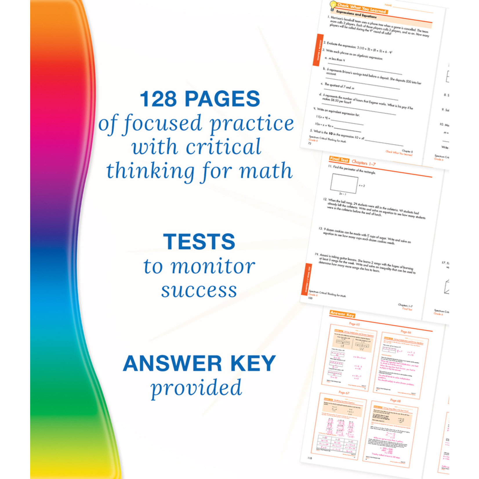 CARSON DELLOSA PUBLISHING CO Spectrum Critical Thinking for Math Workbook Grade 6