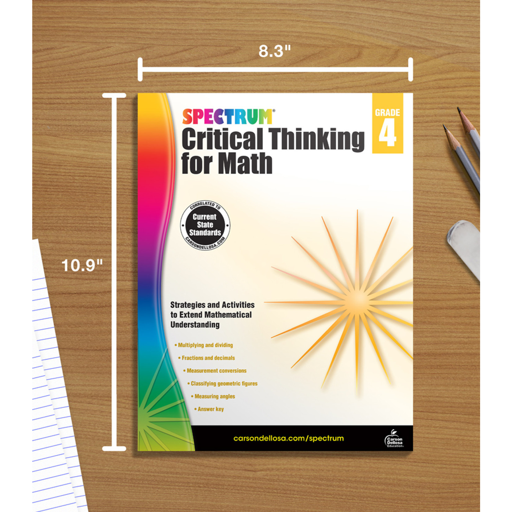 CARSON DELLOSA PUBLISHING CO Spectrum Critical Thinking for Math Workbook Grade 4