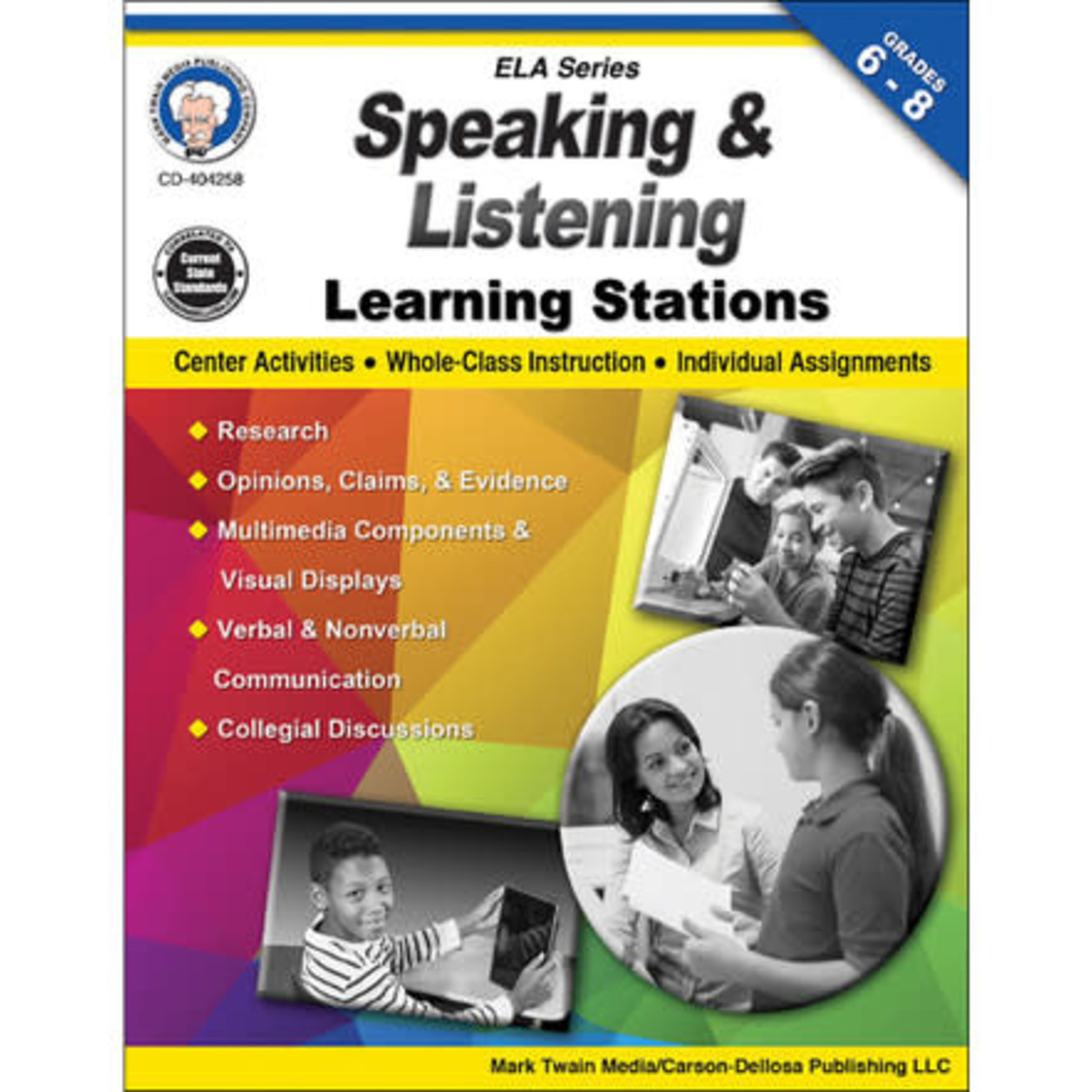 CARSON DELLOSA PUBLISHING CO Speaking and Listening Learning Stations Resource Book Grade 6-8