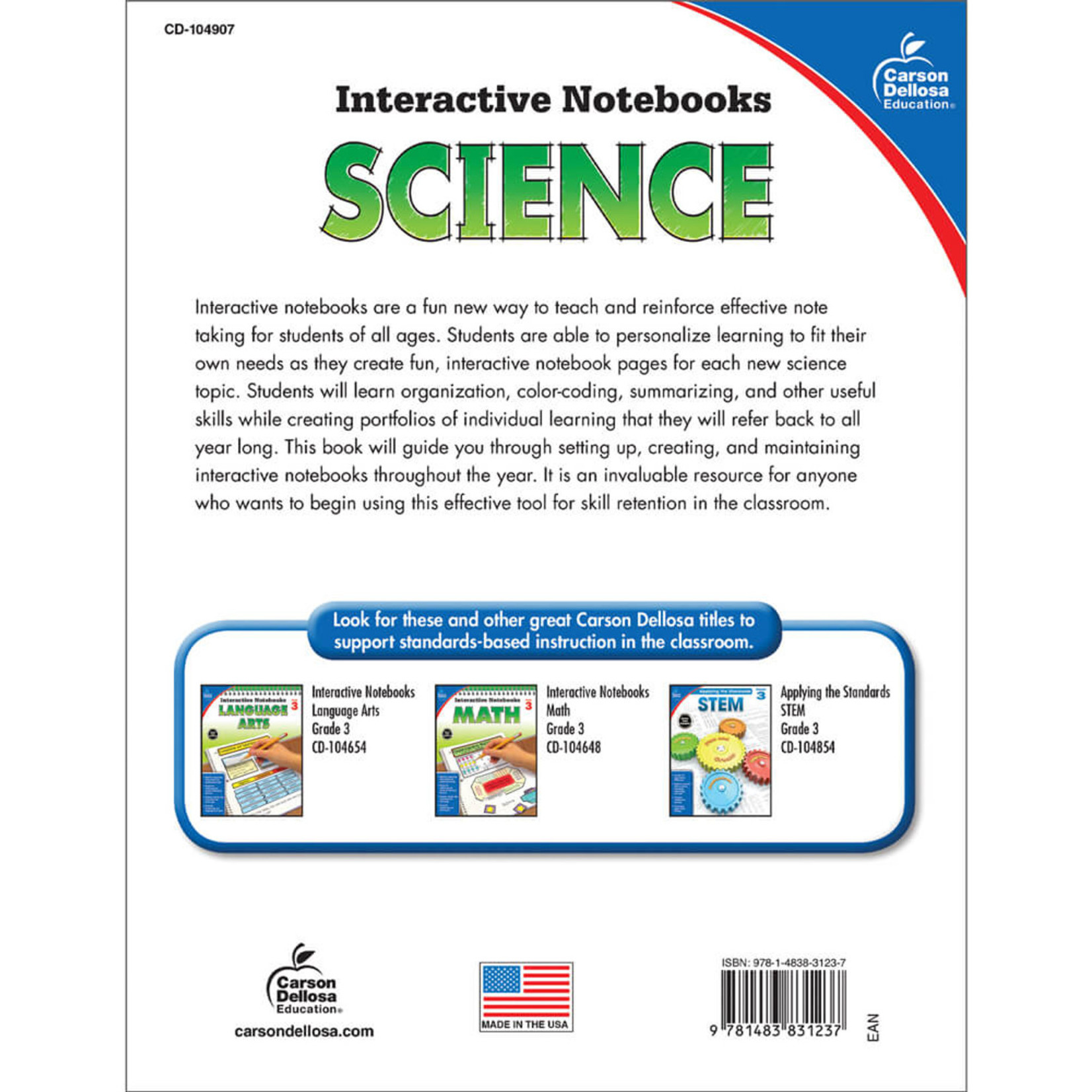 CARSON DELLOSA PUBLISHING CO Interactive Notebooks: Science Resource Book Grade 3