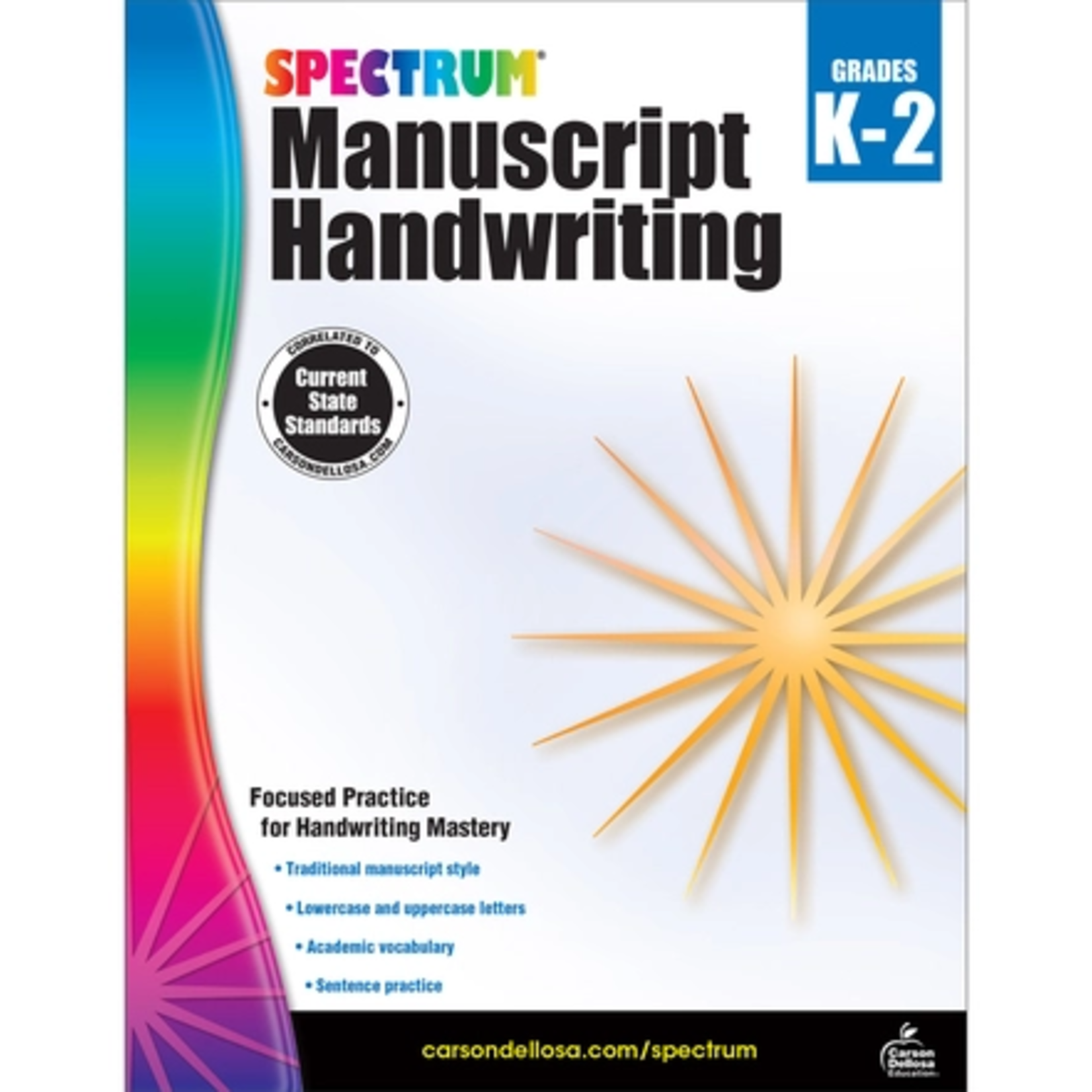 CARSON DELLOSA PUBLISHING CO Spectrum Manuscript Handwriting Workbook Grade K-2