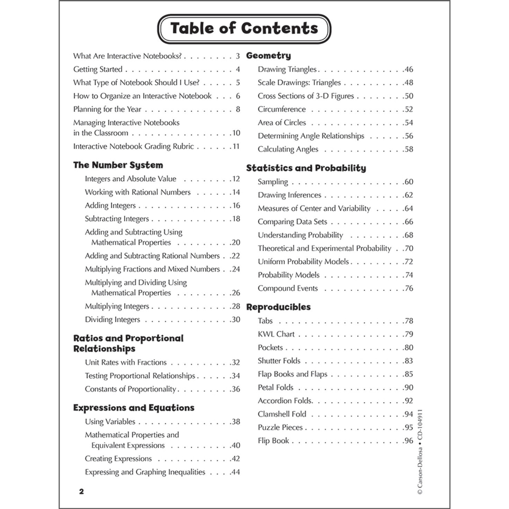CARSON DELLOSA PUBLISHING CO Interactive Notebooks: Math Resource Book Grade 7 Paperback